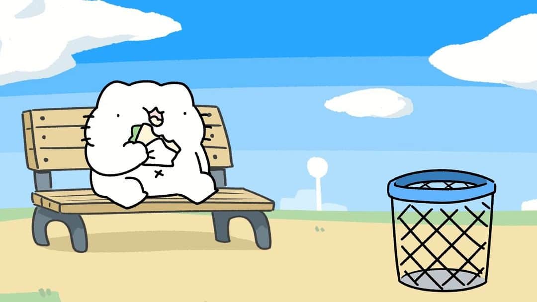 からめるのインスタグラム：「ゴミ捨て  #からめる #illustration #anime #cat」