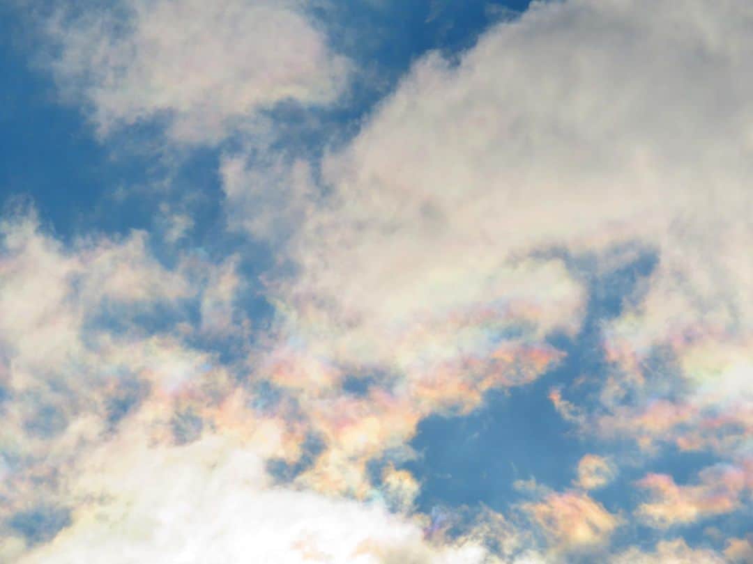 寺川奈津美のインスタグラム：「彩雲も出ましてね。 #ちょっと雲がある日って #空に虹色のサプライズ #海も空も #大満喫っす #これから寒くなるけど #上向いてこ #負けないぞ寒」