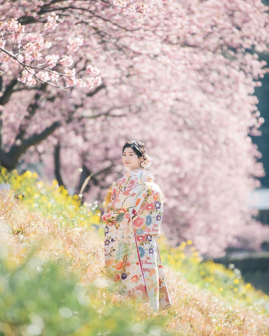 スタジオAQUA 横浜店さんのインスタグラム写真 - (スタジオAQUA 横浜店Instagram)「毎年大好評を頂いております河津桜プラン‼️ 2024年度のご予約はもう始まっております✨  この写真のように、満開の桜を背景いっぱいに写せるのも魅力の一つになっております😊  文字通り"華やか🌸"な前撮りをご検討中の方は、お近くのスタジオアクアにてお問い合わせくださいませ！  ＃撮る結婚式 @studioaqua_fuji @studiosola_hokkaido @decollte_wedding @decollte_weddingphoto @d_weddingphoto_jp #ブライダルフォト #前撮り #ウェディング #花嫁diy #プレ花嫁 #結婚式準備 #結婚写真 #チェリフォト #preweddingphoto #2022冬婚 #カップルフォト倶楽部 #何気ない瞬間を残したい #ナチュラルウェディング #mywedding #カップルフォト #結婚」11月11日 20時56分 - studioaqua_yokohama