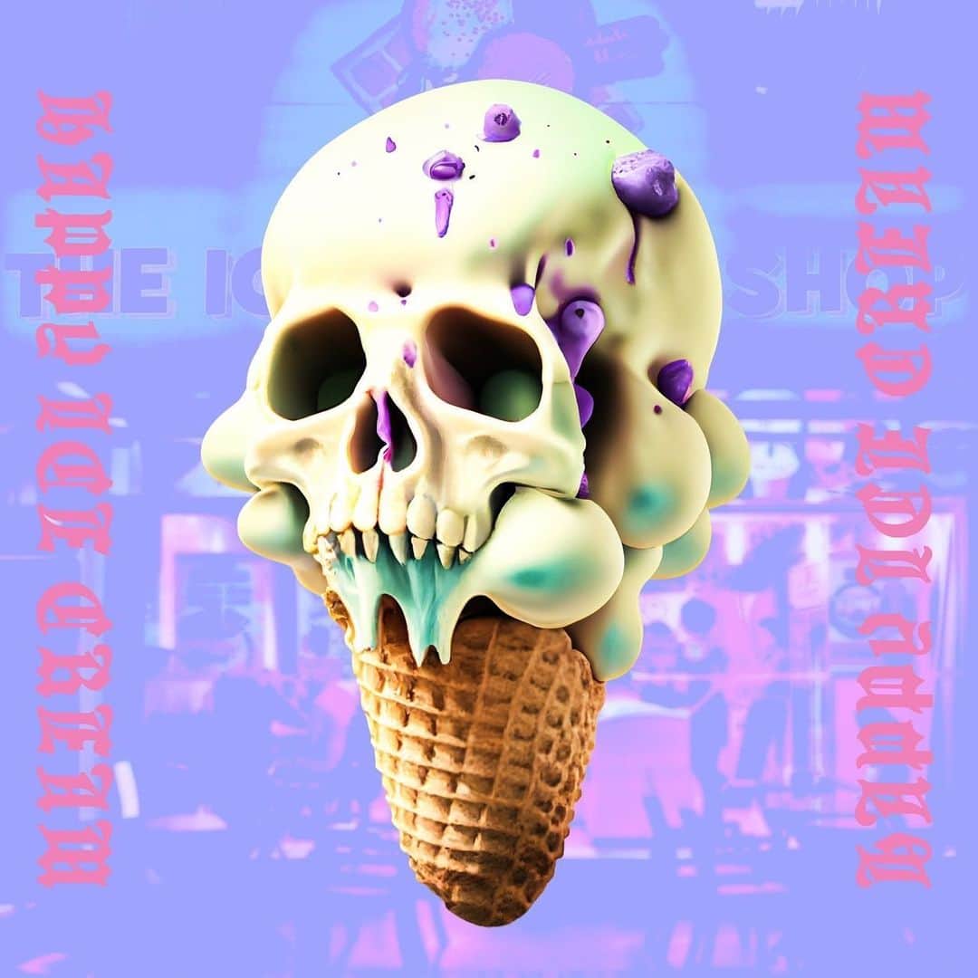 MILKBOYのインスタグラム：「MILKBOY 2023 Winter Collection🍦☠️🧪🖤🍦☠️🧪🖤🍦☠️🧪🖤  ICECREAM SKULL SWEATS BLACK CLASSIC BONDAGE PANTS KLUTZ CAP  #milkboy」