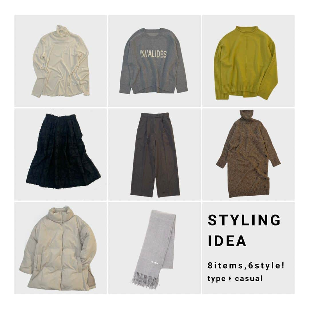 le. coeur blancのインスタグラム：「.⁡ 【 冬のSTYLING IDEA 】 これさえあればOK! 8アイテムで作る6コーデ  ⁡ - casual - ⁡ カジュアル派さんにお勧めなスタイリングを 8アイテムだけ使った6コーデでご紹介✨ ⁡ これさえ持っておけば着回しOK◎ 冬のワードローブに迎えておきたいアイテムリスト。 ⁡ ⁡ ▶︎アイテムの詳細は画像タップでCHECK！ ⁡ ⁡ ⁡ _____________________ < 𝗶𝗻𝘀𝘁𝗮 𝗹𝗶𝘃𝗲 𝘀𝗰𝗵𝗲𝗱𝘂𝗹𝗲 > ⁡ 11/16(木) 「ペルルペッシュアイテムご紹介」有楽町マルイ店 11/17(金) 「天神地下街店初ライブ：ミニショップクルーズ」天神地下街店 11/21(火) 「ニットをたっぷりご紹介」天王寺ミオ店  ⁡ ⁡ ⁡ ※日時や内容は変更になる場合もございます。 　詳しくは前日のストーリーズでお知らせします。 ⁡ ⁡ ⁡ ⁡ ⁡ ⁡ ⁡ ⁡ ⁡ ⁡ ⁡ ⁡ ⁡ ⁡ ⁡ ⁡ ⁡ ⁡ ⁡ ⁡ ⁡ ⁡ ⁡ ⁡ ⁡ ⁡ ⁡ #lecoeurblanc #ルクールブラン #le_23aw #autumn #winter #le_web #styling #stylingidea #casual #カジュアル #着回し」