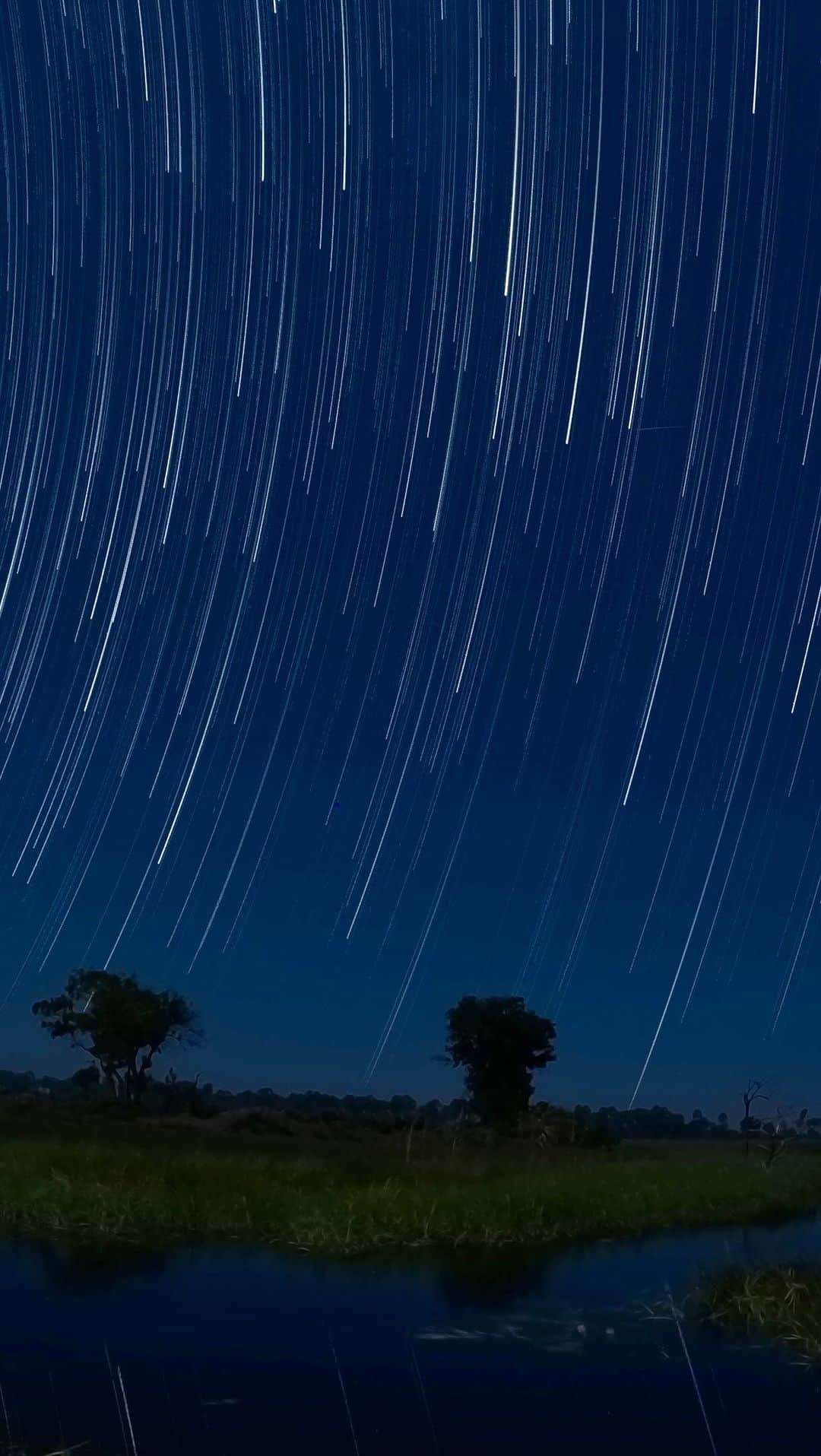 比嘉バービィのインスタグラム：「The starry skies of Okavango Delta.  オカバンゴデルタの夜空に無数に輝く星🌌 息を呑むほどの美しさだった🥹  水面に反射する星の軌跡と 夜が明けてあたりが真っ白になる瞬間も ドラマチックだから未編集の映像でお届け。  初めてのスタートレイルモード撮影は大成功！ GoProがカバに食べられてなくてよかった😂  ＊最後まで見てね  🇧🇼🦛🏞️ #Barby旅行記 #GoPro #GoProJP #GoProBarby #ボツワナ #オカバンゴデルタ #OkavangoDelta #Botswana」