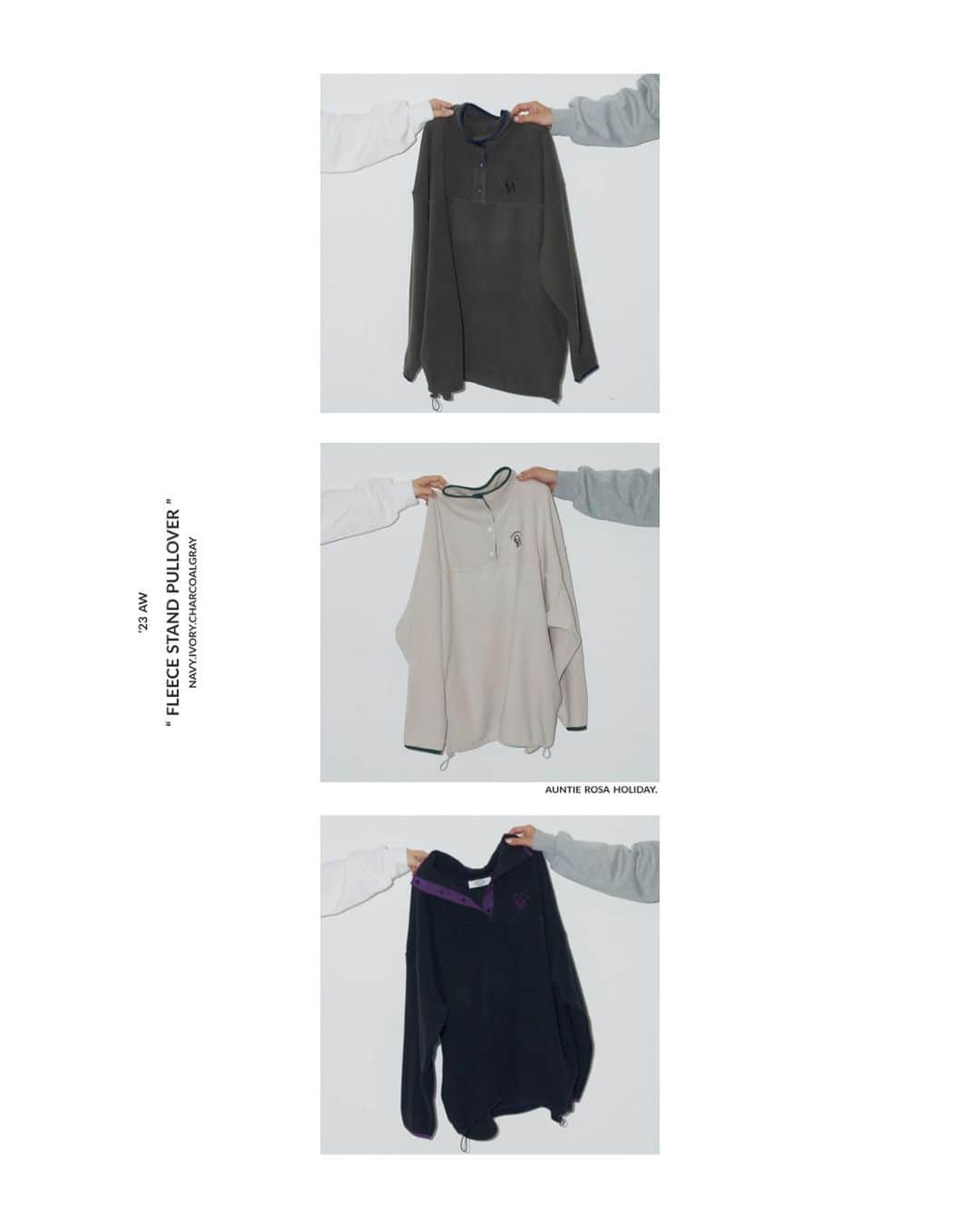 AR Holidayのインスタグラム：「✔︎NEW ARRIVAL 昨年大人気のフリースシリーズが今年も登場！ プルオーバーとワンピースの2型ご用意で、 アウトドアにもぴったりなアイテムです◎ ㅤㅤ ━━━━━━━━━━━━━━━ ㅤ #フリーススタンドプルオーバー price/¥3,960(tax in) color/ivory.gray.navy size/FREE ㅤㅤ ━━━━━━━━━━━━━━━ ㅤㅤ ※撮影環境の加工感により、実物と色味が異なる場合がございます。 実物に近い色味はZOZOTOWNページ内画像をご参照ください。  #auntierosa#arholiday#holiday#auntierosaholiday#アンティローザホリデー#ホリデー#アンティローザ#2023AW#zozotown#zozotown購入品#ファッション #ワンマイルコーデ #イエベ #ブルベ #秋コーデ #冬コーデ#シンプルコーデ#モードカジュアル #リラックス #リラックカジュアル #大人カジュアル #大人ファッション」
