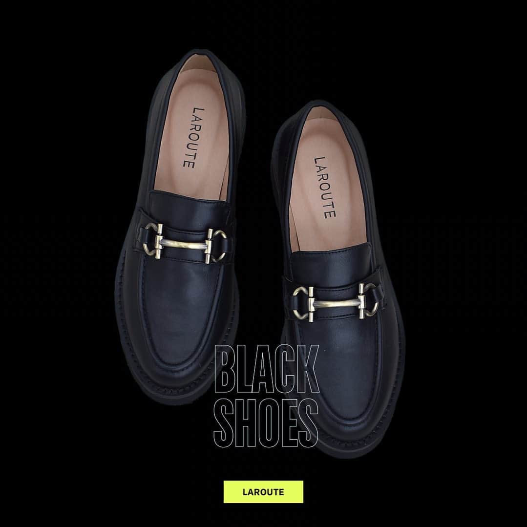 のインスタグラム：「⬛︎⬛︎BLACK SHOES⬛︎⬛︎  ◼︎ ボリュームソールローファー  NO. 54476041001  #ローファー #ラルート #laroute」