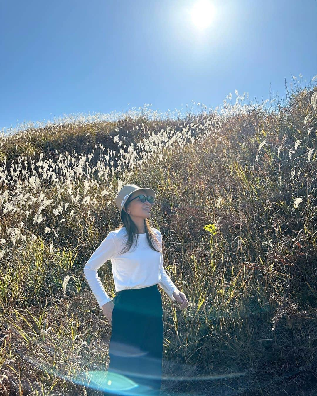 外村久美子のインスタグラム：「砥峰高原　ススキの群生地  先週はカヤ、今週はススキ🌾 違いは。。分かりませんでしたが、季節を感じたいい時間でした🍂  ノルウェイの森ロケ地。  #砥峰高原」