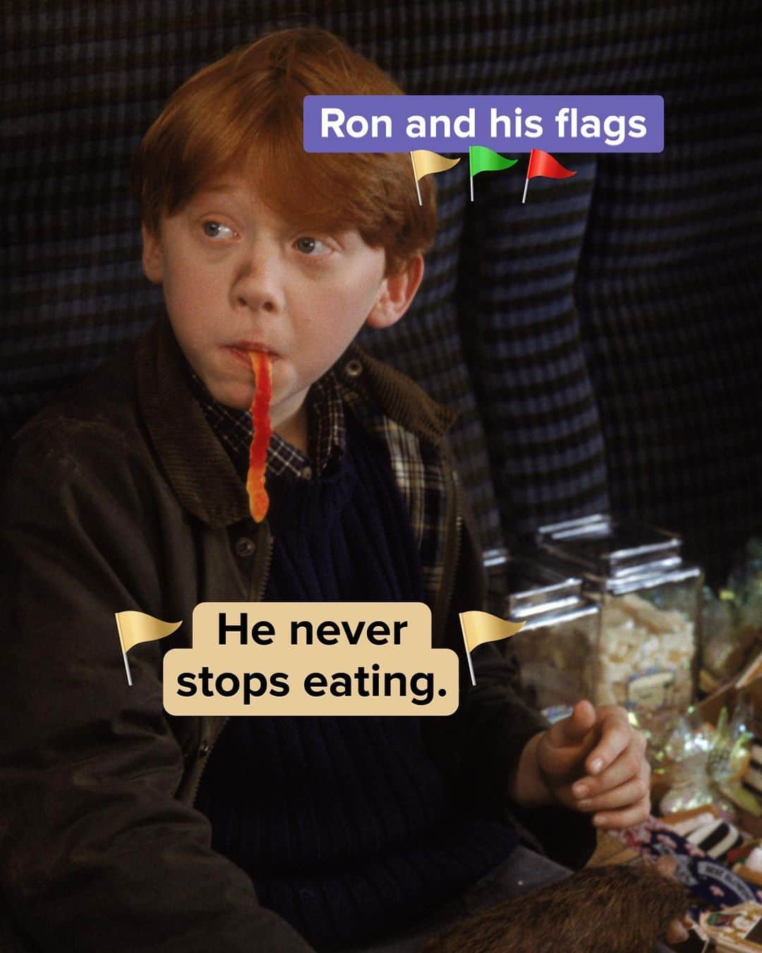 ハリー・ポッターのインスタグラム：「ronald weasley: a man with an appetite as big as his heart 🧡」