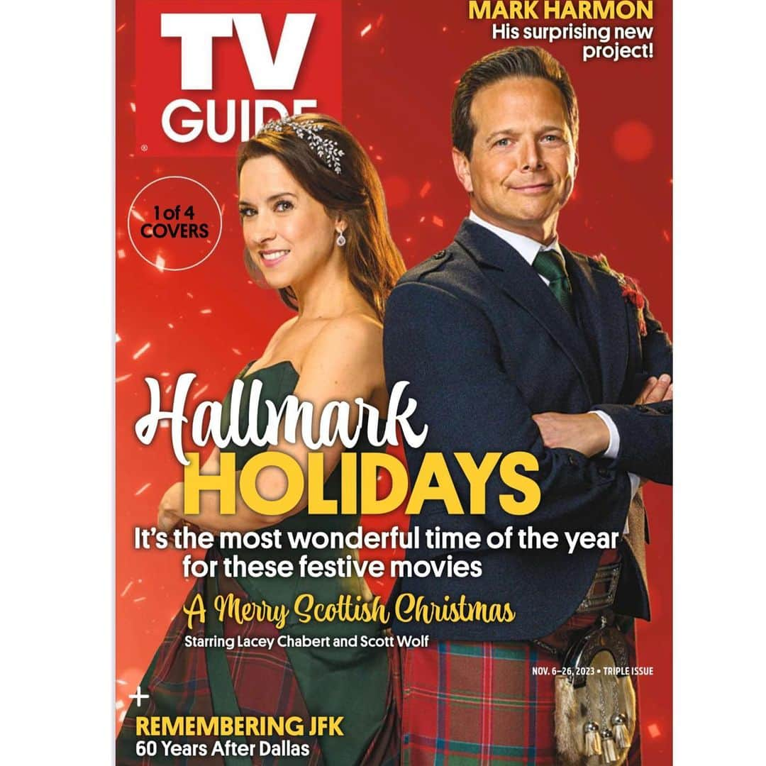 レイシー・シャベールのインスタグラム：「Thank you so much @tvguidemagazine for supporting #AMerryScottishChristmas  We’re excited to share this movie with you November 18 on @hallmarkchannel ❤️」