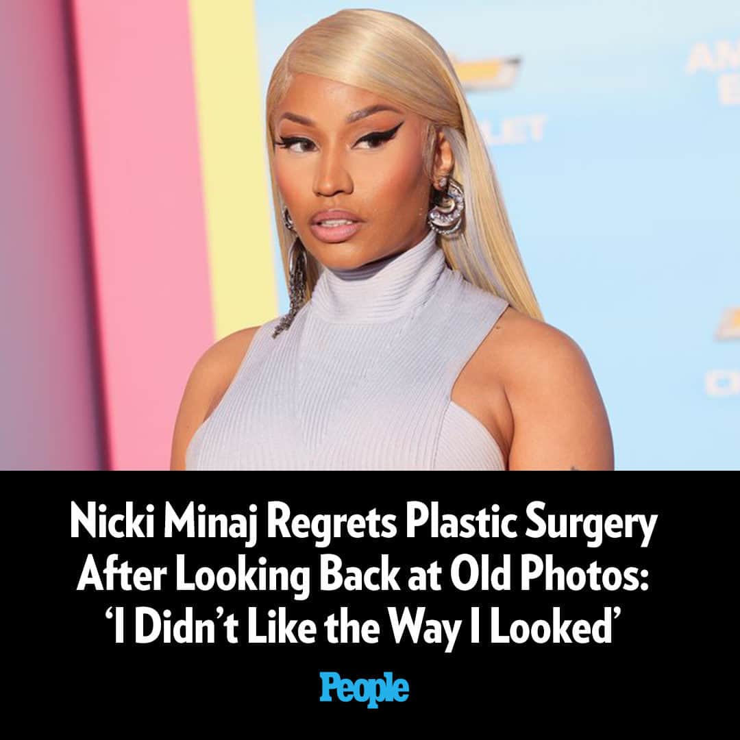 People Magazineさんのインスタグラム写真 - (People MagazineInstagram)「Nicki Minaj has some regrets about some of her plastic surgery decisions.  The 40-year-old rapper confessed her regrets on Thursday’s episode of The Run-Through with Vogue podcast.  “I guarantee you, if you change anything on your body and do anything surgical and all this, you’re going to — more than likely, not definitely, more than likely — look back one day and say, ‘I was fine just the way I was,' " Minaj told podcast hosts Chioma Nnadi and Chloe Malle.  Read more in our bio link. | 📷: WireImage」11月12日 0時15分 - people
