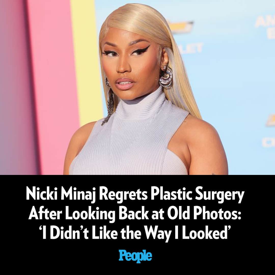 People Magazineのインスタグラム：「Nicki Minaj has some regrets about some of her plastic surgery decisions.  The 40-year-old rapper confessed her regrets on Thursday’s episode of The Run-Through with Vogue podcast.  “I guarantee you, if you change anything on your body and do anything surgical and all this, you’re going to — more than likely, not definitely, more than likely — look back one day and say, ‘I was fine just the way I was,' " Minaj told podcast hosts Chioma Nnadi and Chloe Malle.  Read more in our bio link. | 📷: WireImage」