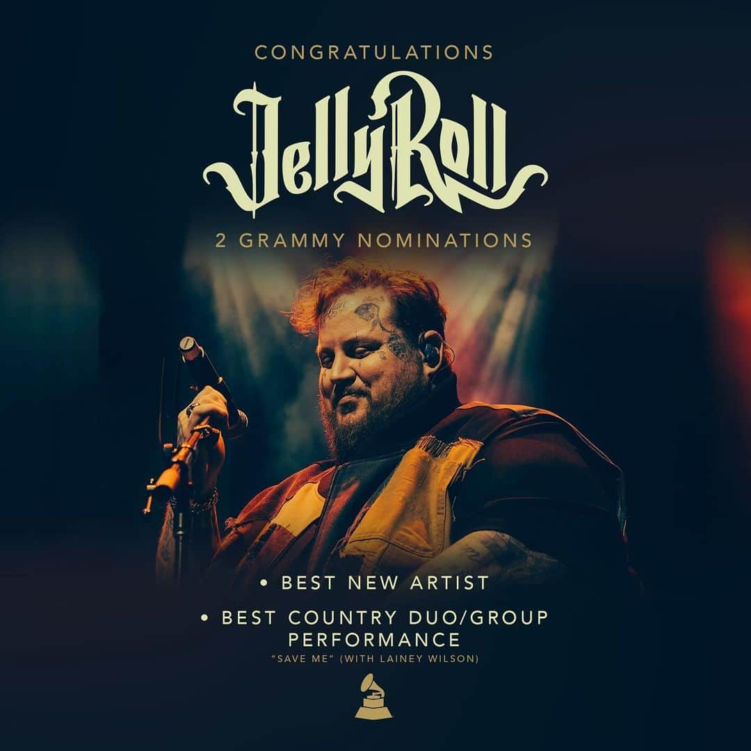 ジャック・ファウラーのインスタグラム：「Words can’t even describe how proud I am of this man for getting nominated for two @recordingacademy awards. He is not only a friend but a mentor, a dreamer, and a damn good musician. You deserve every bit of this ❤️ @jellyroll615 Let’s keep kicking ass together forever bubba.」