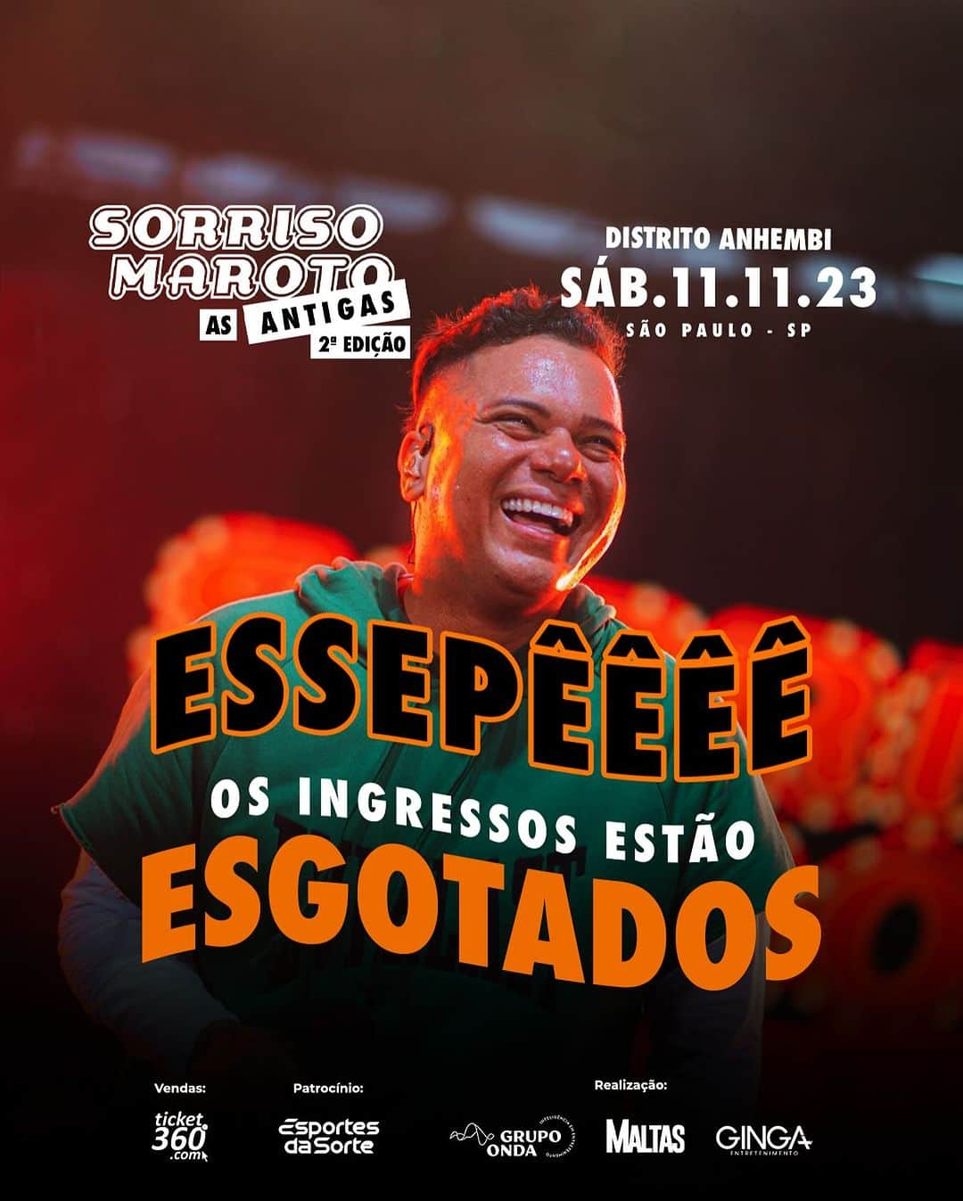 Sorriso Marotoのインスタグラム：「É HOJE São Paulo, vocês deram o nome e esgotaram TODOS os ingressos!!! 🔥  Nossa ansiedade está grande demais pra encontrar com vocês e cantar muito ao som do @sorrisoasantigas! 🎶  Vambora, turma!!! 🎶🧡」