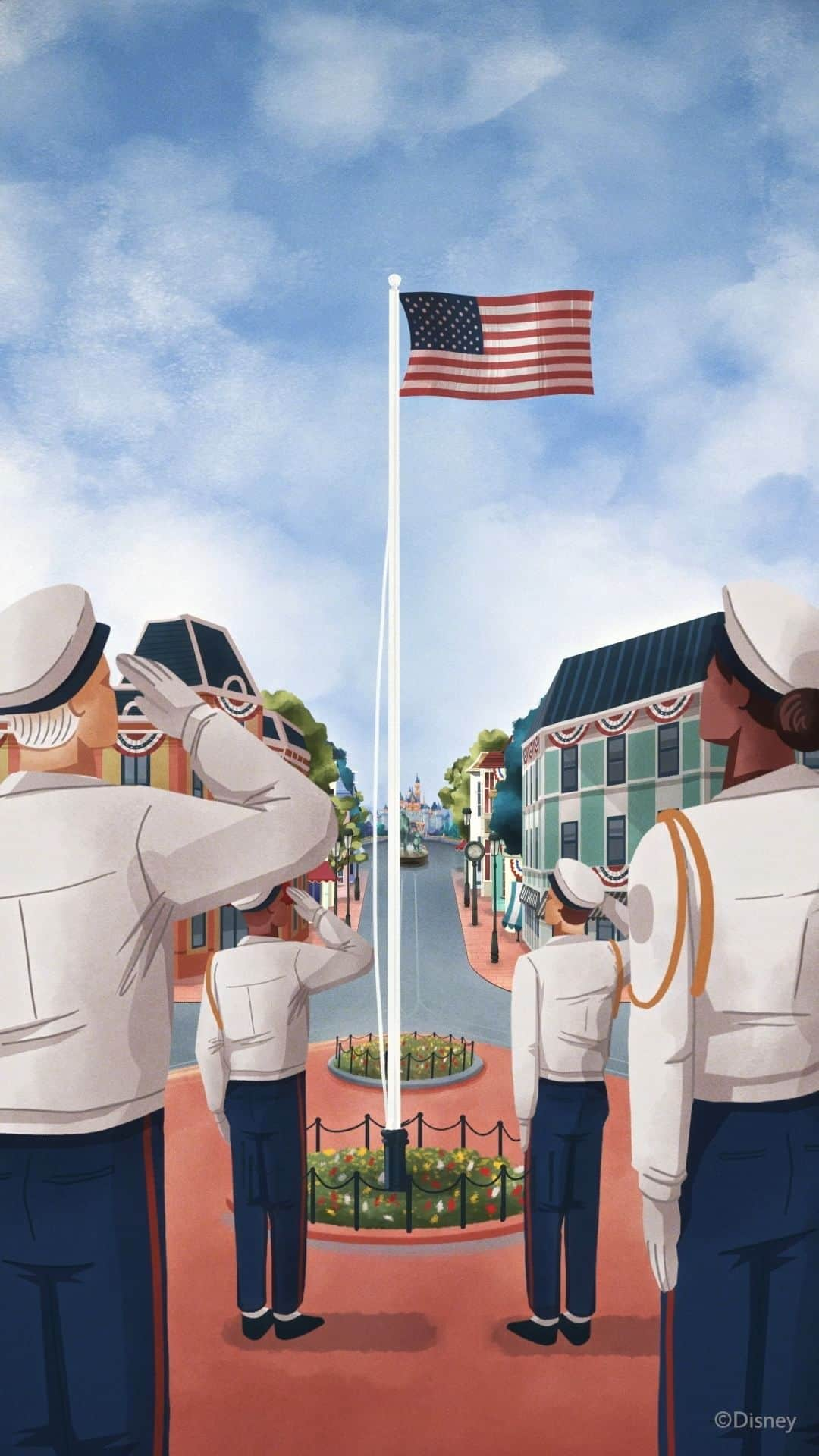 ディズニーランドのインスタグラム：「This Veterans Day, we'd like to take a moment to honor members of our U.S. Armed Forces, past and present. From all of us at the Disneyland Resort, thank you for your selfless service. 🇺🇸」