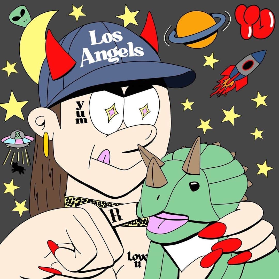 RIONAのインスタグラム：「me🦖❤️  宇宙人可愛い〜👽🚀  #友達が書いてくれた」