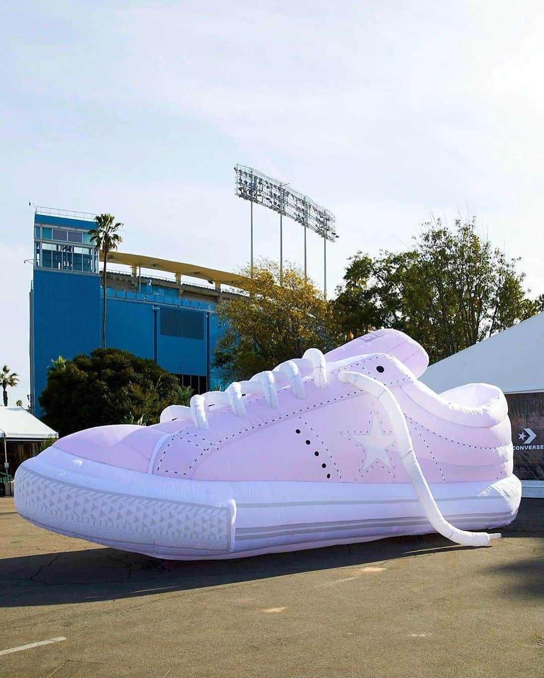 converseのインスタグラム：「Anyone missing their giant @golfwang inflatable shoe? Just us? 😀 Check out our larger than life One Star Pro IRL at @campfloggnaw and customize your own pair now on Converse.com.」