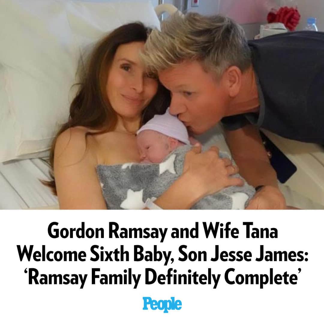 People Magazineのインスタグラム：「The Ramsay family kitchen just got a little bit bigger! Gordon Ramsay and his wife Tana Ramsay announced on Instagram Saturday that they welcomed their sixth baby, a son named Jesse James Ramsay. 🍼 Tap our bio link for more details! | 📷: Instagram」