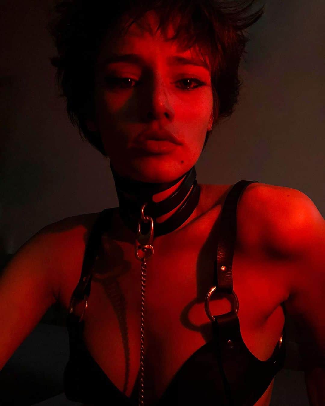 フリートイリヤのインスタグラム：「Aida wearing the O-Ring Bra, Cut Out Posture Collar & Chain Lead.」