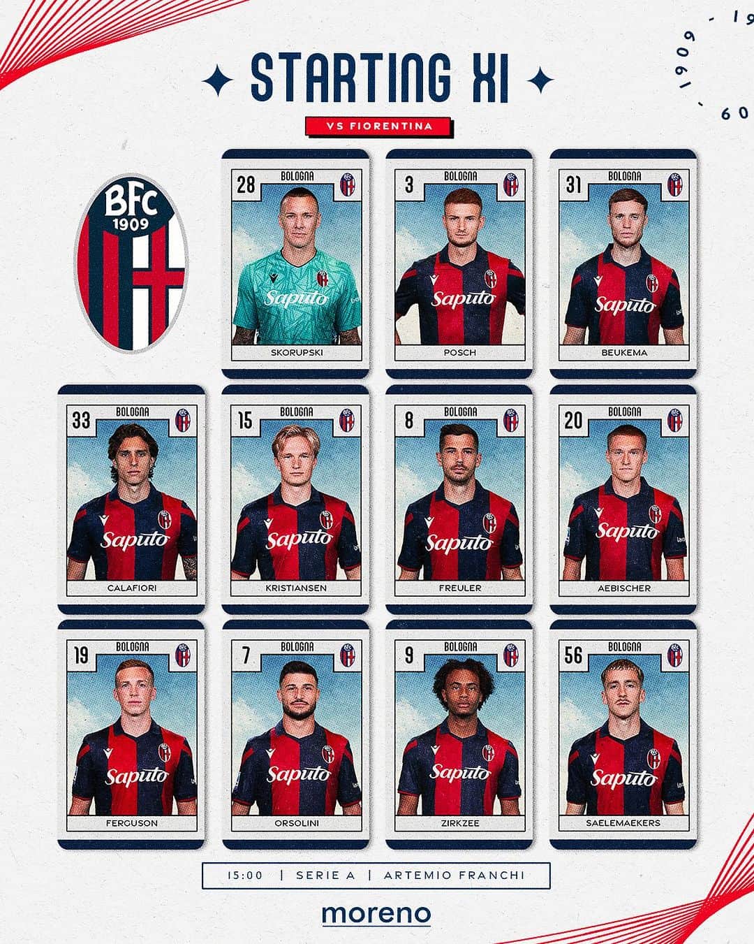ボローニャFCのインスタグラム：「❤️ DAI BOLOGNA 💙  #ForzaBFC #WeAreOne」