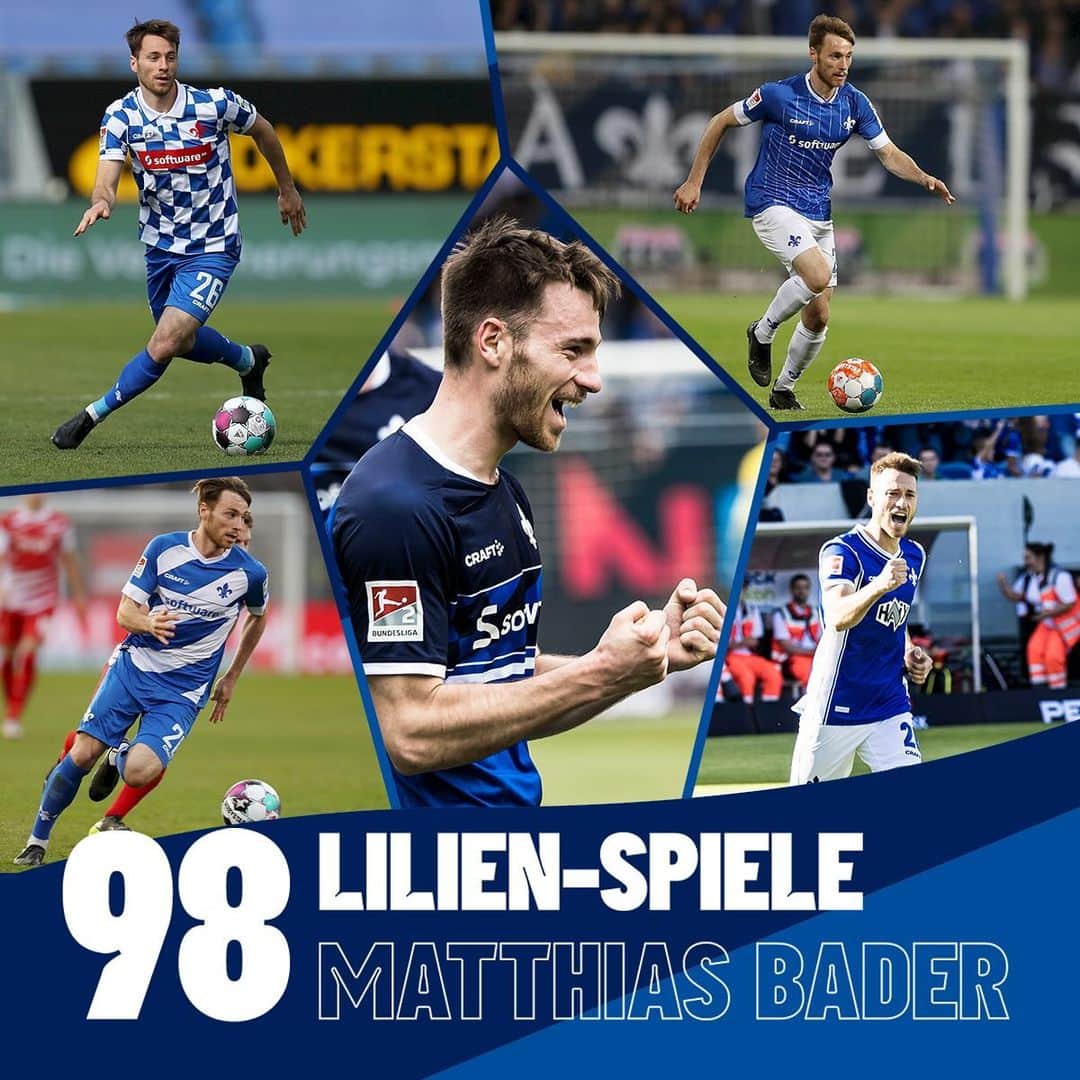 SVダルムシュタット98のインスタグラム：「Besondere Zahl! ⚜️ @matzebader26 hat gestern sein 9️⃣8️⃣. Pflichtspiel für unseren #sv98 gemacht. Glückwunsch zum #Lilien-Jubiläum, Matze! 💙」