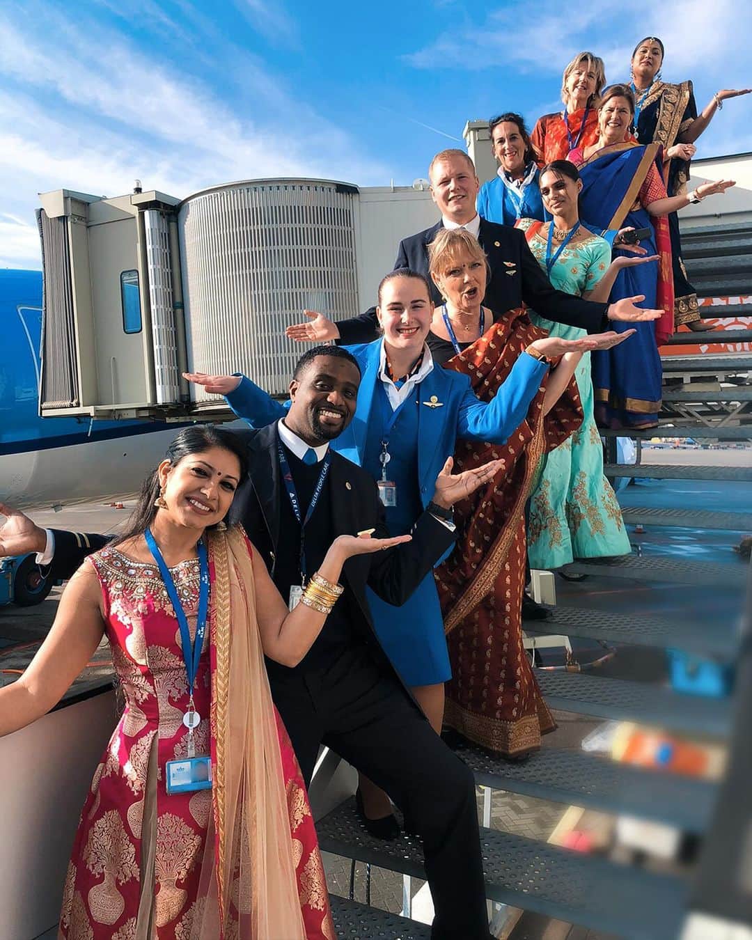 KLMオランダ航空のインスタグラム：「Wishing you a journey illuminated with happiness! 🌟✈️ Our dedicated ground crew is all set to make your travel experience truly luminous today. 🪔   📸: @christinapiessens & @rachelflorenceklopper   #klm #royaldutchairlines #Diwali #Divali #Deepavali #Deevali #groundcrew #passengerservices #klmcrew #lightfestival」