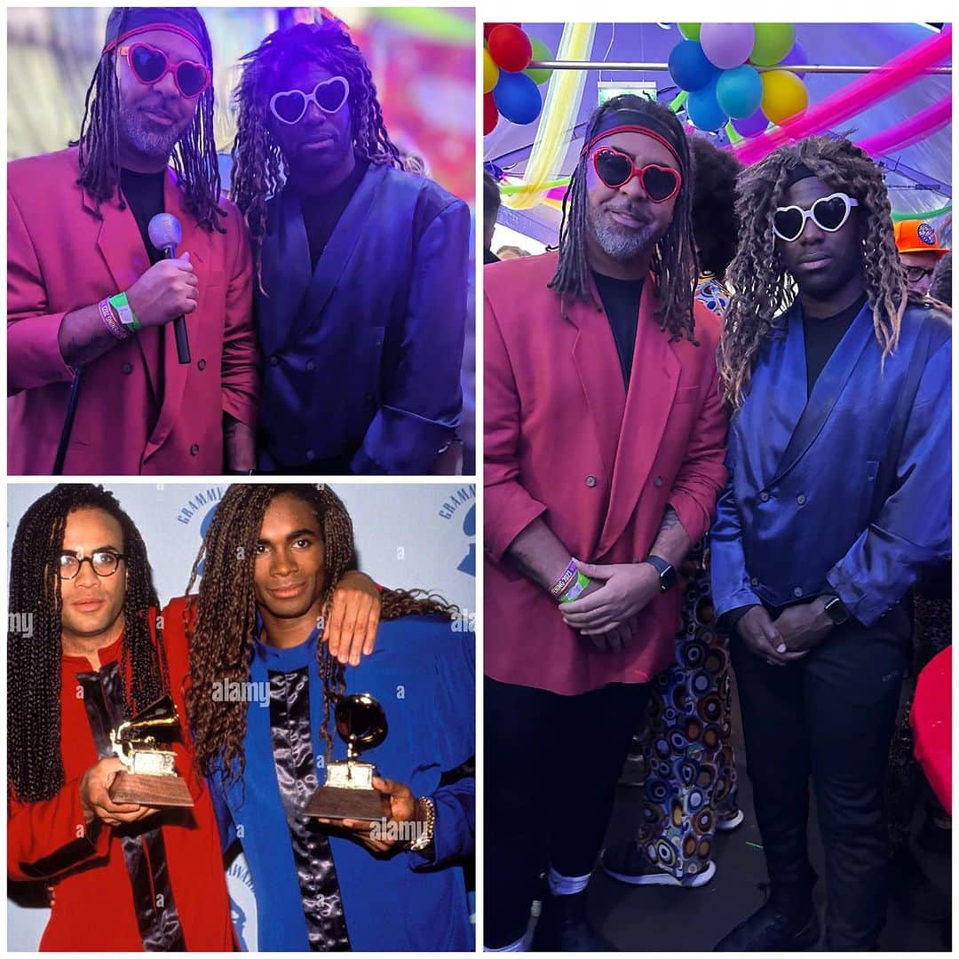 パトリック・オウォモイエラのインスタグラム：「Rated doch mal unser gestrigen Karneval-Outfits 1-10🙏🏽🤙🏾   ..auch wenn die Details nicht 100% sind, self-made und nah dran oder? 😂🤓✌🏾 • • • • • • #karneval #millivanilli #party #fun #friends」