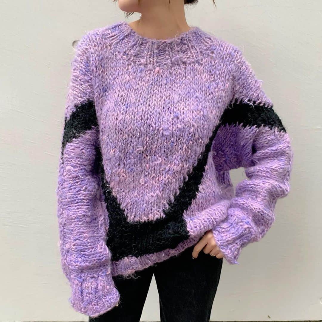 birthdeathのインスタグラム：「New Arrival  80's Purple chunky knit sweater  #birthdeath #vintage」