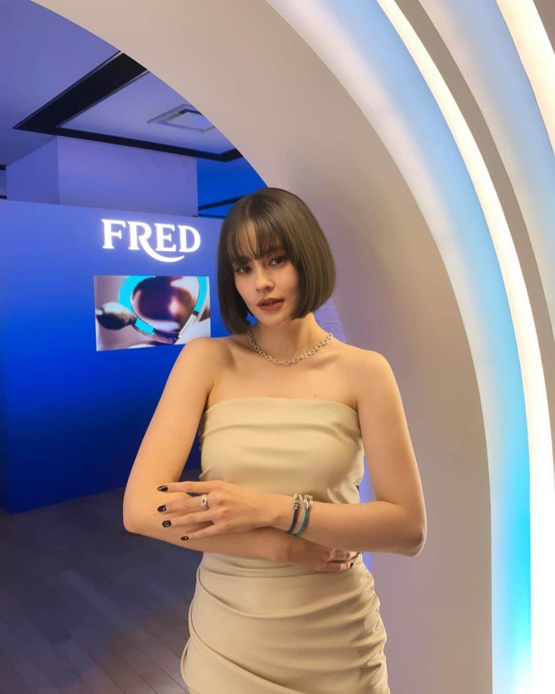 emmaのインスタグラム：「🫧 @fredjewelry 🫧 Happy Blue Shades  阪急うめだで開催されている、  @fredjewelry のプレビューイベントに参加しました💫  #PR #FREDHankyuUmeda #FREDHappyBlueShades #FREDJewelry #FREDParis  ST : @linonakamura_  HM : @rei_fukuoka」