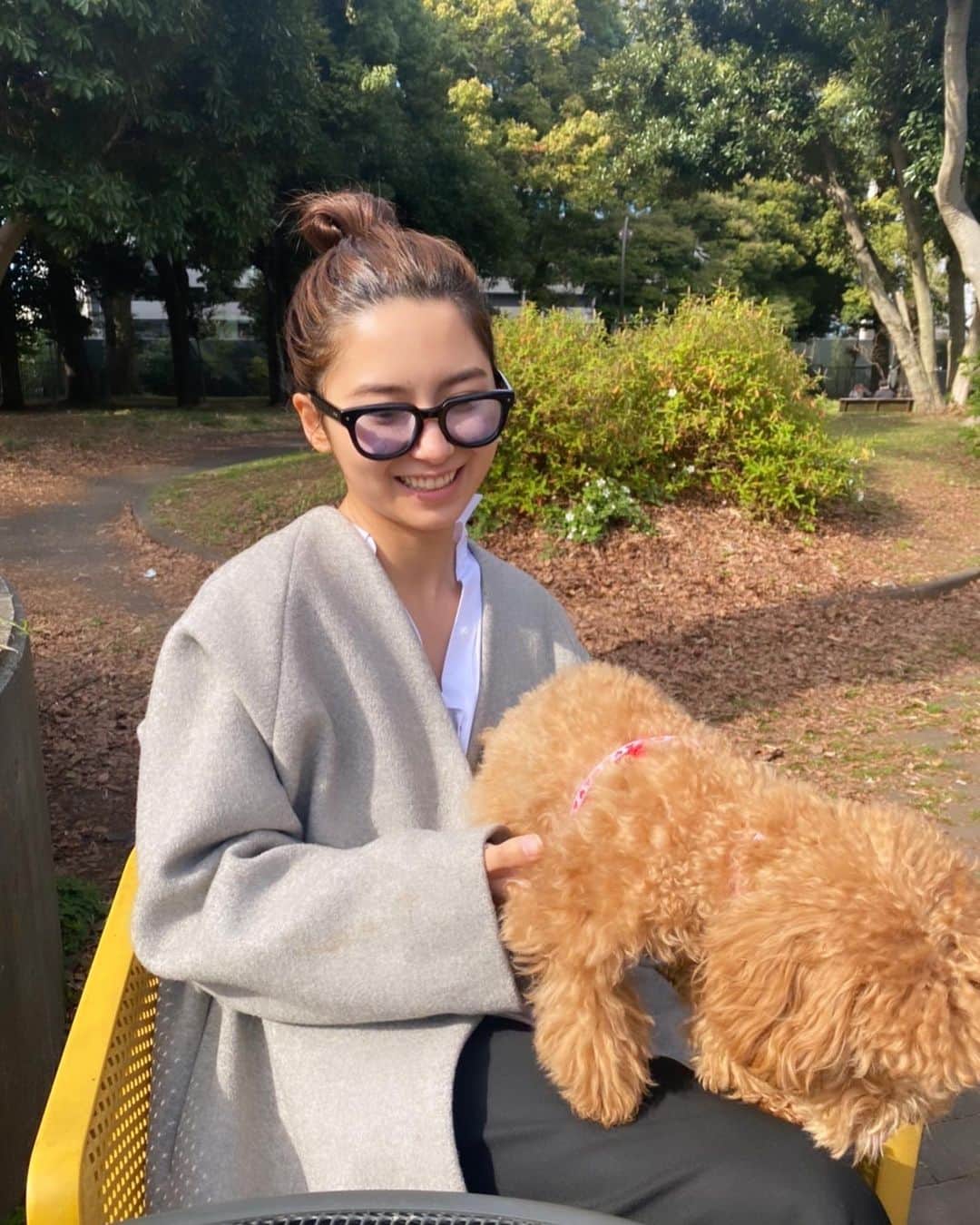 ヴァッツ美良さんのインスタグラム写真 - (ヴァッツ美良Instagram)「犬吸いって ヨガを毎日30分やるのと同じくらい リラックス効果があるらしい、笑  どっかの何かに書いてあった。笑  吸いすぎて最後逃げられました🥲  #ワンコとお出かけ #わんこのいる生活 #ワンコなしでは生きて行けません会 #ボサボサ期」11月12日 15時18分 - miravats_06