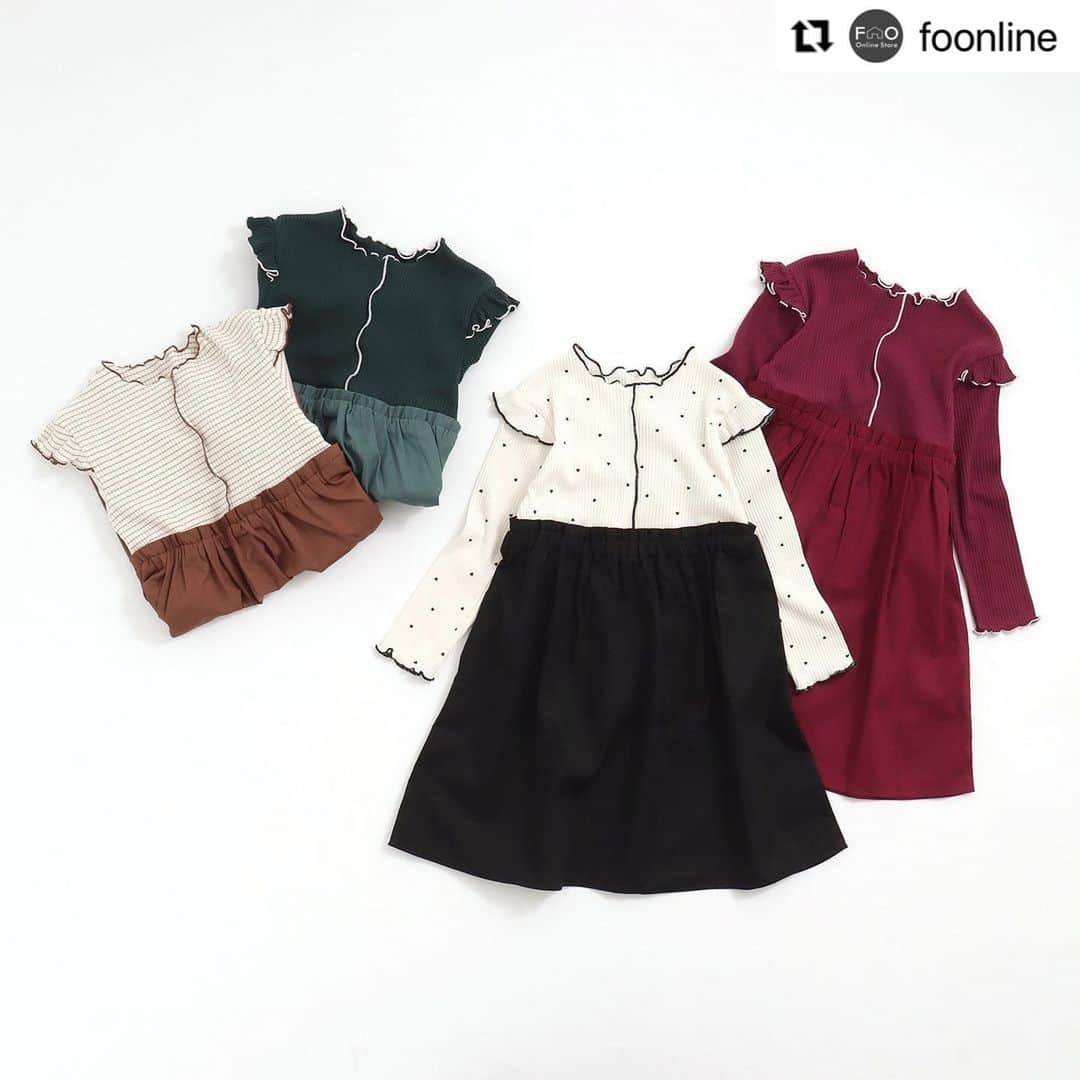 のインスタグラム：「オンラインストア限定アイテム！チェックしてね🫧  #Repost @foonline  ・・・ 【aprés les cours】WEB限定！きれい見えワンピース♪  肩部分のフリルがポイントのちょっぴり大人っぽいデザイン✨ 高級感のあるカラーでいつもよりちょっぴりお姉さんな印象に♪  普段使いはもちろん ちょっとしたお出かけや 大切な記念日まで幅広くお使いいただけます◎  また、レギンス・タイツや カーディガンなど羽織を合わせると冬まで使えます♡  カラーによって印象が異なるので お気に入りの１枚を選んでね♪  🏷WEB限定 メローフリルドッキングワンピース ￥2,090(税込) サイズ：80～140㎝ #V417933  ======================= 商品詳細や価格は ショッピングタグからご覧いただけます★ =======================  #foonline #apreslescours #アプレレクール #子供服 #こどもふく #ベビー服 #キッズ服 #キッズコーデ #女の子コーデ  #おしゃれキッズ #おしゃれキッズと繋がりたい #キッズワンピース #キッズワンピ」