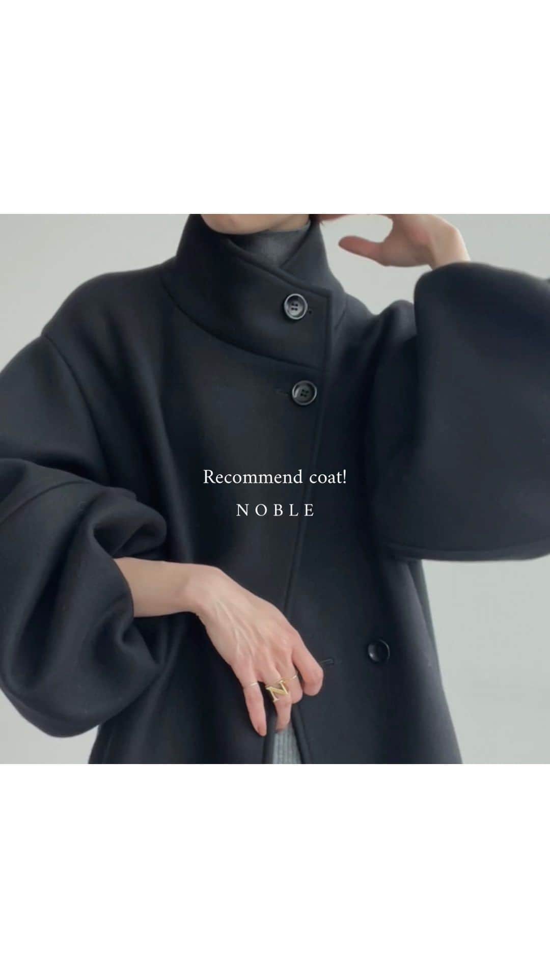 NOBLEのインスタグラム：「Recommend coat!  メルトンパフスリーブロングコート no. 23020240504040 ¥69,300税込  ---------------------------------------------  @noble.jp @baycrews #noble #baycrews  #new #item #collection  #feminine #styilsh #simple #modern #ノーブル #新作 #新入荷  #インスタライブ #ライブ配信 #スタッフコーデ  #今日のコーデ#大人コーデ#ファッション #今日の服#大人ファッション#シンプルコーデ#着回し」