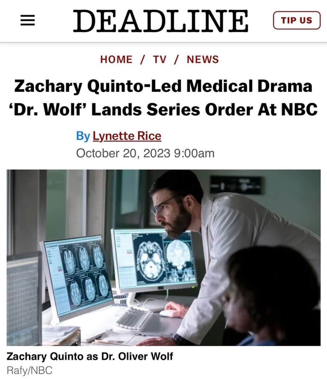 ザカリー・クイントのインスタグラム：「also during the strike this announcement gently fell through the promotional cracks. i’m so excited to bring dr. wolf to life with an incredible team of collaborators! inspired by the life of genuine and complicated hero dr. oliver sacks - the series will explore the complexity of the human mind and the capacity of the human heart. can’t wait to get to work…」