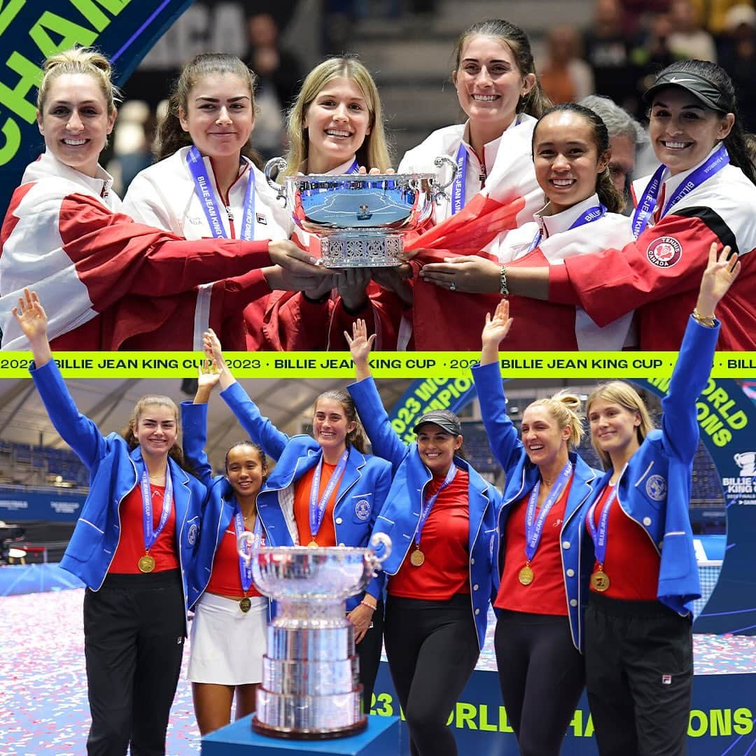 WTA（女子テニス協会）さんのインスタグラム写真 - (WTA（女子テニス協会）Instagram)「Jackets fit for World Champions 🇨🇦🏆  Team Canada lift the 2023 @billiejeankingcup!  #BJKCupFinals」11月13日 6時13分 - wta