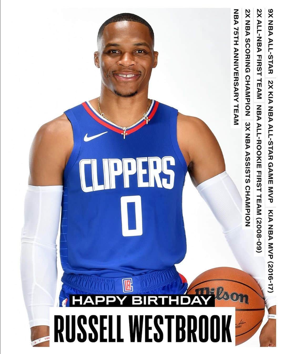 NBAのインスタグラム：「Join us in wishing @russwest44 of the @laclippers a HAPPY 35th BIRTHDAY! #NBABDAY」