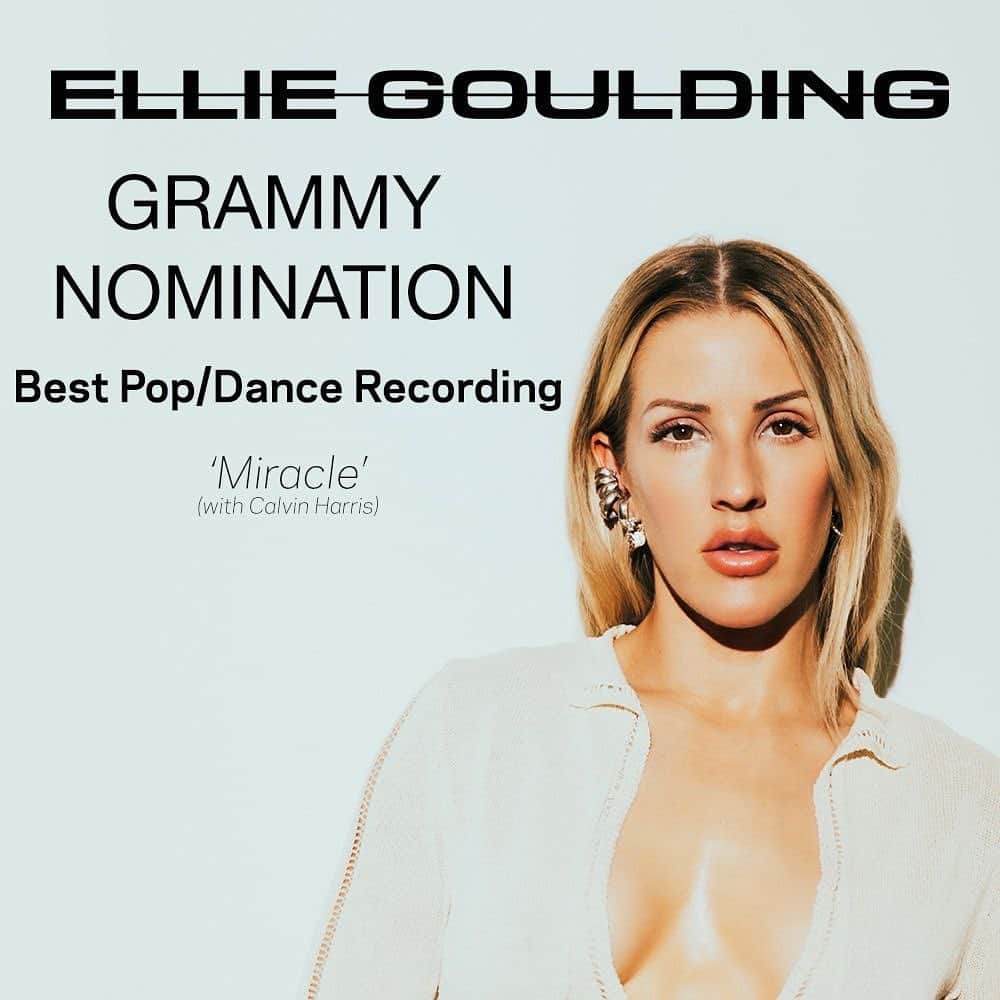 エリー・ゴールディングのインスタグラム：「Grateful to the #Grammys @recordingacademy for the nomination of this sweet little dance anthem. @calvinharris  People may think that from time to time I might expect a nomination here and there for things… but ask any of my team… I really never do- because to this day in my head I am the awkward girl who grew up in a remote village on the border of Wales who sang with my guitar to a few people in pubs… then hopped on the train back to Canterbury… To still be singing (my favourite thing) and have this level of recognition is beyond anything I could have ever dreamed of 🙏🏼 I’ll never take it for granted. Thank you all for your kind Congratulations and love xxxxx」