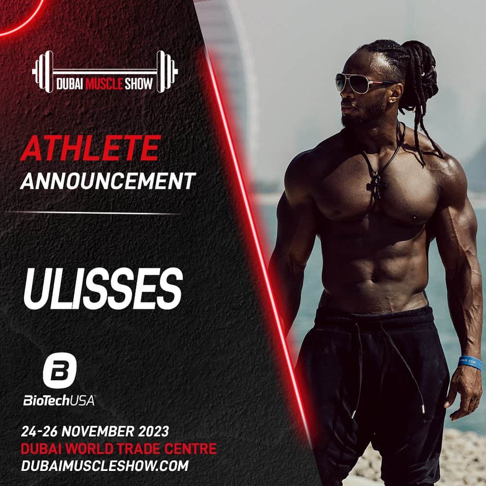 Ulissesworldのインスタグラム：「ULISSES 🔥  Dubai Muscle Show fan favourite @ulissesworld confirms for Dubai Muscle Show 2023 😮‍💨  In attendance with @biotechusa Ulisses joins an unmissable line-up for this years edition and we CANNOT wait to welcome him to the show!  Book your ticket today and join us for the region’s BIGGEST fitness and bodybuilding expo! 🇦🇪  We’re ready… ARE YOU? 👀  24-26 November 2023 | Dubai World Trade Centre」