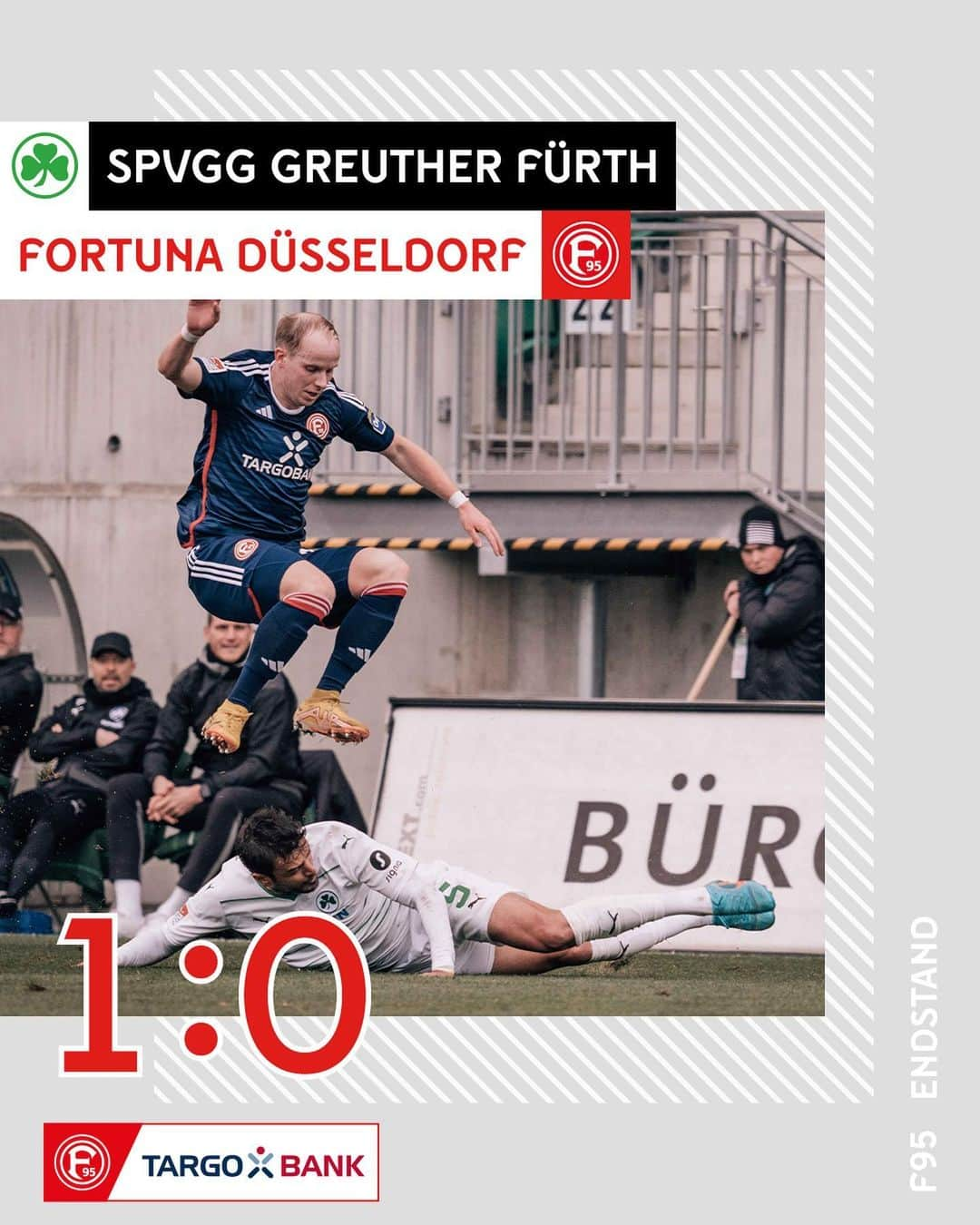 フォルトゥナ・デュッセルドルフのインスタグラム：「Wir verlieren in Fürth 😕 • • #f95 #fortuna #SGFF95 #2Bundesliga」