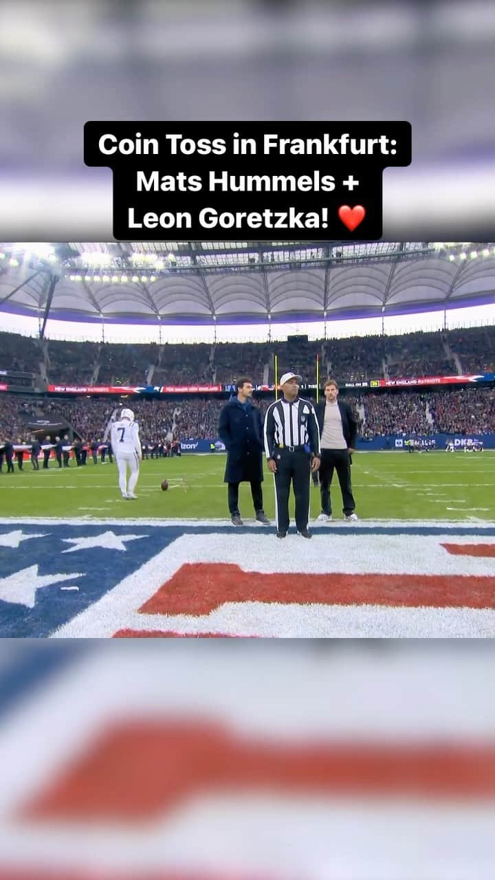 マッツ・フメルスのインスタグラム：「Große Ehre für Österreicher Bernhard Raimann – Captain beim Deutschlandspiel! 😍 #NFLFrankfurtGames」