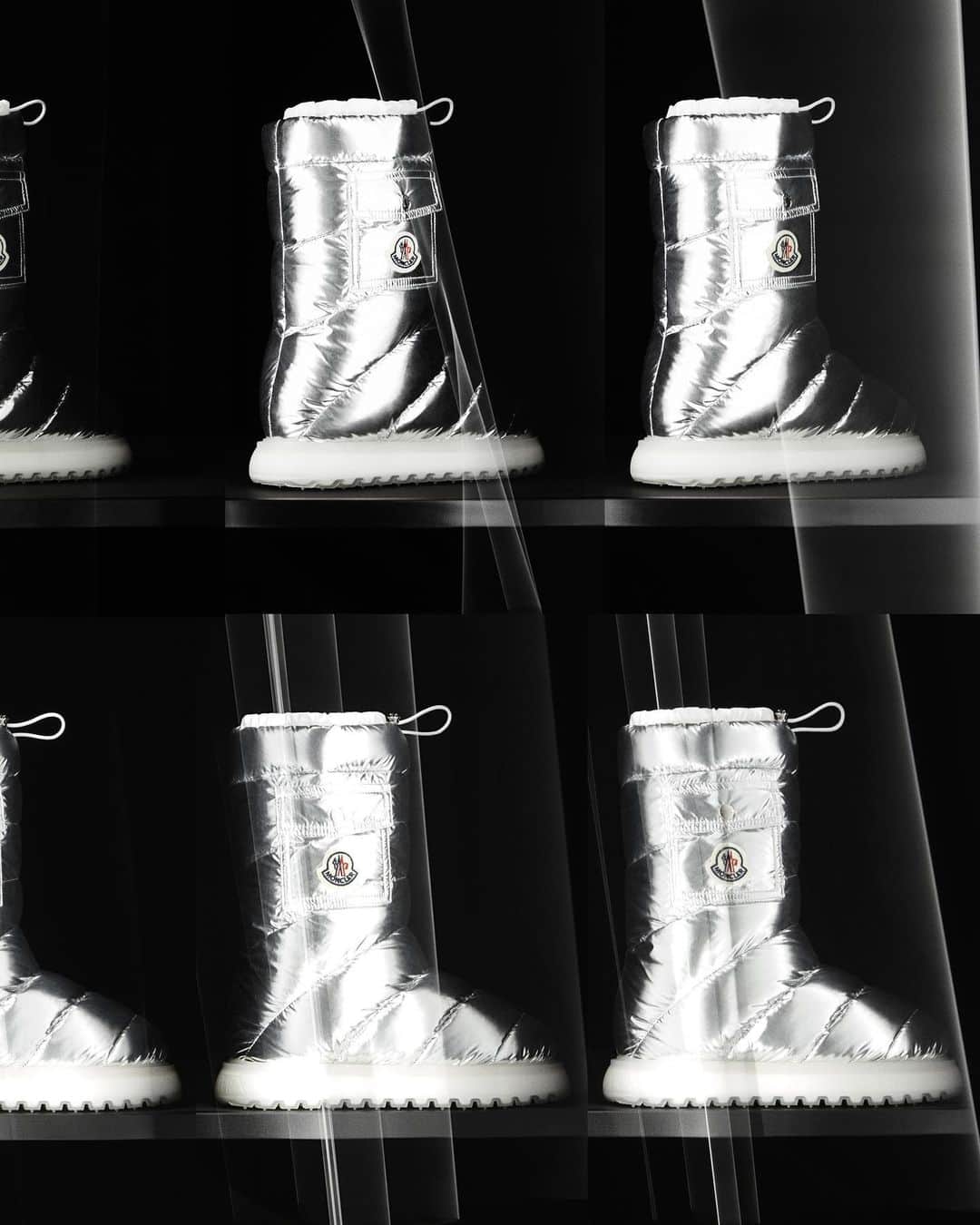 モンクレールさんのインスタグラム写真 - (モンクレールInstagram)「Winter, stepped up. Sidewalk slush and snowy slopes are no obstacle for the iconic Gaia Pocket boot - reimagined in jewelbox hues, including glossy platinum.   Discover winter footwear on moncler.com.  #MonclerGaia」11月13日 0時54分 - moncler