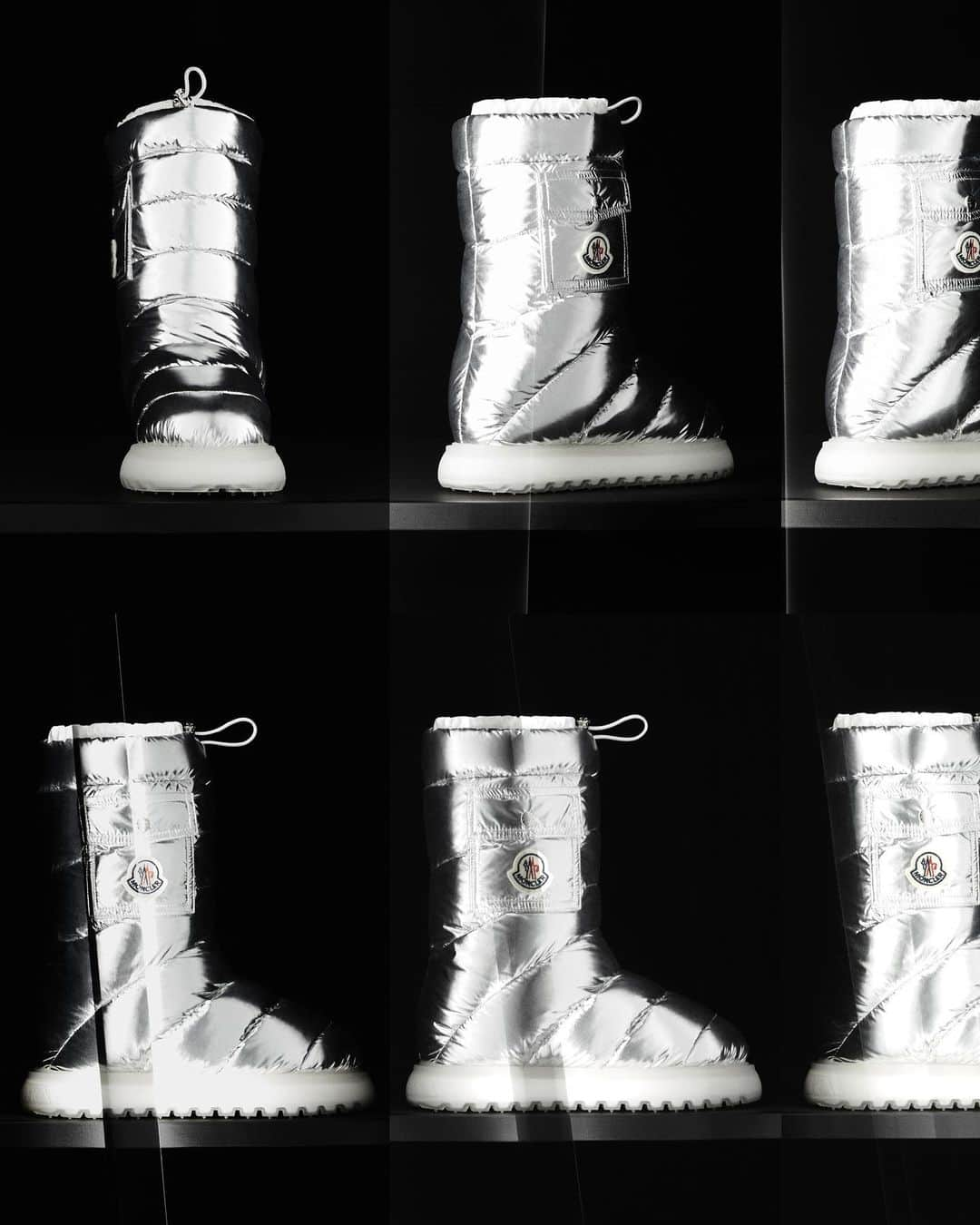 モンクレールさんのインスタグラム写真 - (モンクレールInstagram)「Winter, stepped up. Sidewalk slush and snowy slopes are no obstacle for the iconic Gaia Pocket boot - reimagined in jewelbox hues, including glossy platinum.   Discover winter footwear on moncler.com.  #MonclerGaia」11月13日 0時54分 - moncler