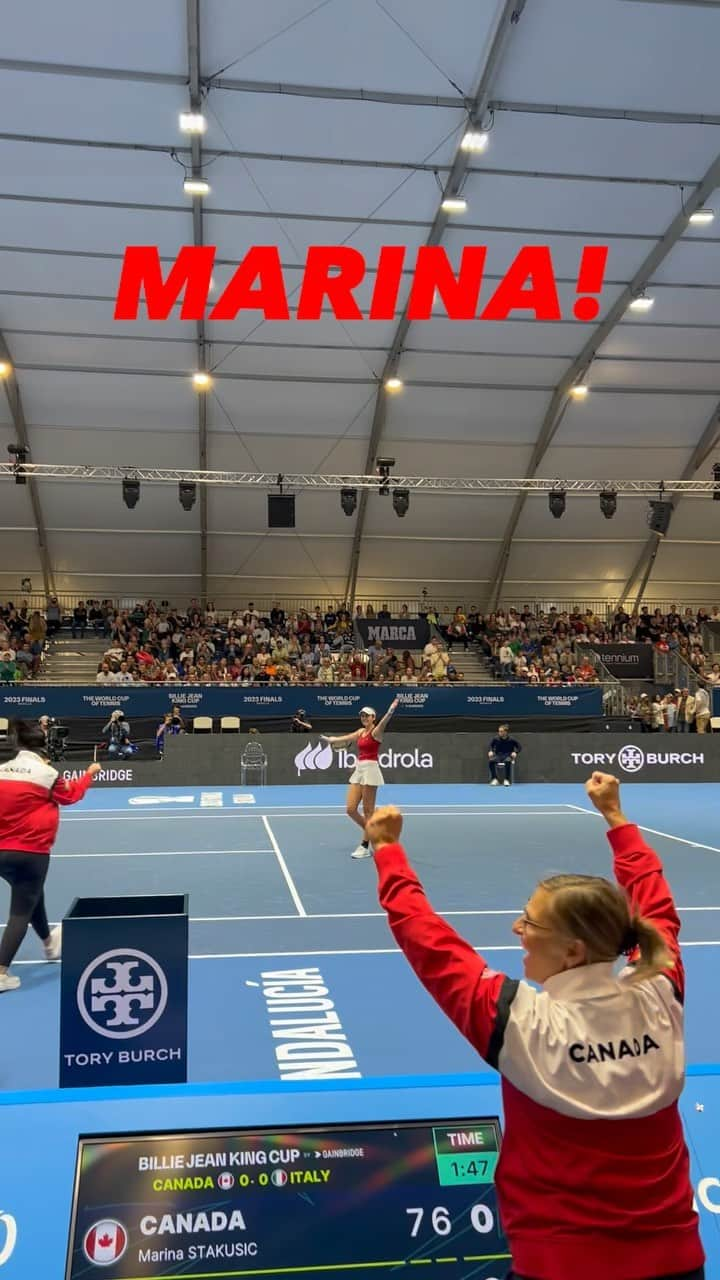 WTA（女子テニス協会）のインスタグラム：「Marina Stakusic gives Canada the 1-0 lead in the final!   #BJKCupFinals」