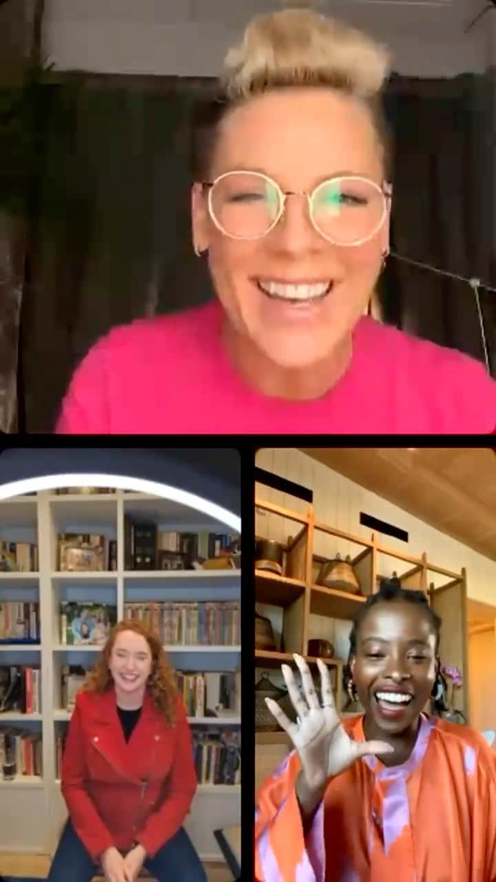 P!nk（ピンク）のインスタグラム：「I read banned books! Check out #1 New York Times bestselling author @amandascgorman, CEO of @penamerica, Suzanne Nossel, and I chat about fighting back against the nonsense!」