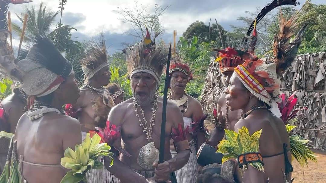 イモトアヤコのインスタグラム：「・ #パプアニューギニア  イナウ族のダンス  村長さんが優しい村で みんな野鼠をたまらなく美味そうに食べて 激痛葉っぱで痛みをごまかし 食事の最後にみんなで「マングラー」という  そんな思い出の村です」