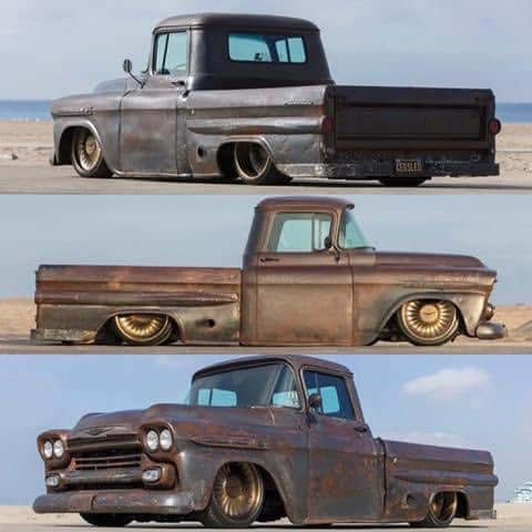 Classics Dailyのインスタグラム：「Live on @bringatrailer ! Ends Tuesday 10am!  @Roccosdad is offering up his 1959 Chevy Apache, aka "Project Fired" which is the truck that was destroyed in NorCals 2018 Camp Fire in the Town of Paradise.  This Apache’s provenance truly makes this a One of One truck that has won multiple awards & been featured in several national magazines, including the Nov. cover of Street Trucks Mag. The foundation of the Apache is a Roadster Shop SPEC chassis, a built LQ9, 4L80 trans, 3” stainless steel Borla exhaust. Suspension is Accuair e-level, QA1 adjustable shocks, 2 Flo 5 gallon air tanks, dual Viair 485 compressors. Interior dressed in black leather & suede, an 8 speaker JL & Focal audio system, Snowden low profile bench, RestoMod ac/heat, power windows. All wiring is show quality hardlines in a muted bronze color to match the bespoke steering wheel & antiqued bronze billet wheels from Colorado Customs. Many more details avail. _ #59apache #projectfired #c10 #c10trucks #loweredtrucks #americanmuscle #muscletruck #1959apache」