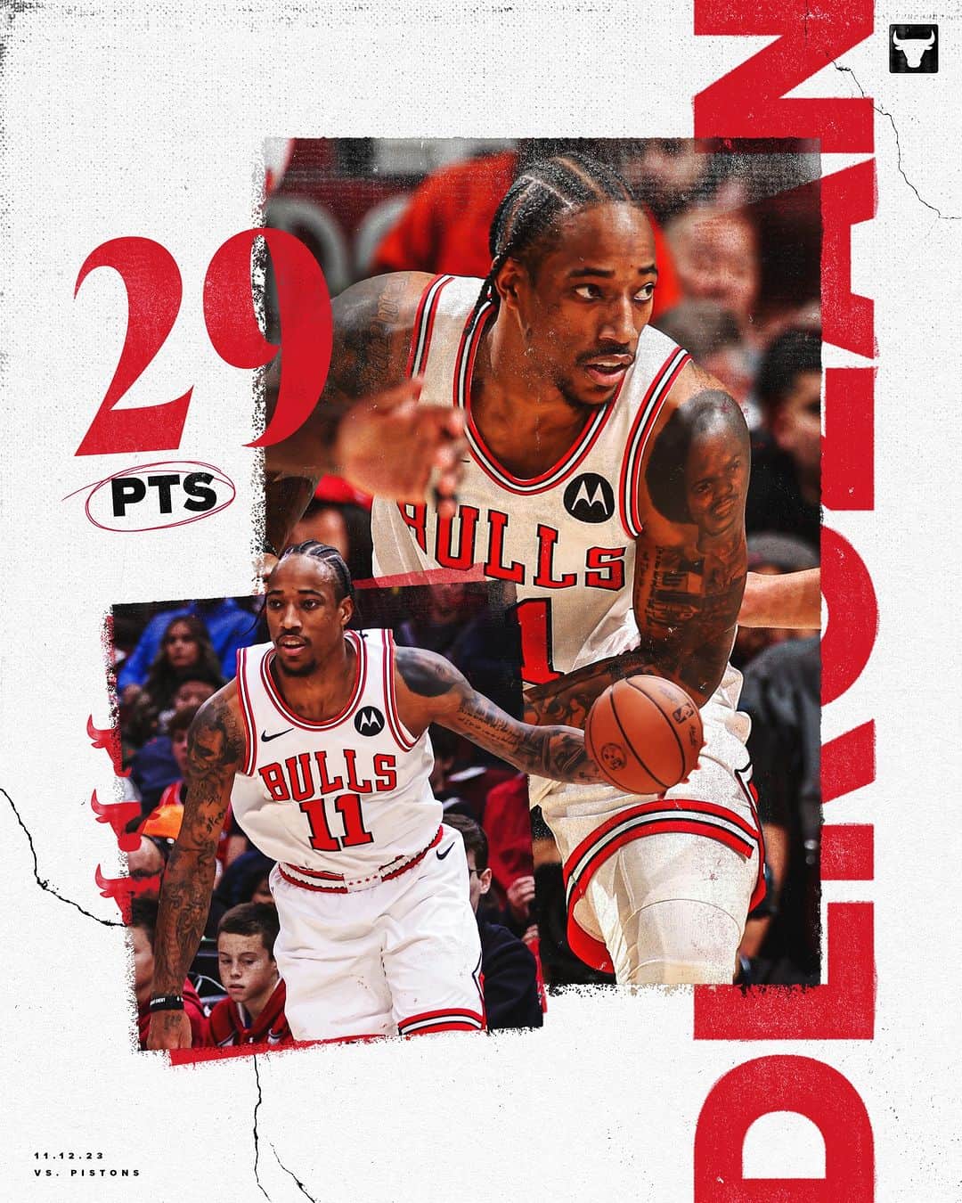 Chicago Bullsさんのインスタグラム写真 - (Chicago BullsInstagram)「DeMar came up big tonight 🔥  29 PTS | 11-19 FG | 4 BLK」11月13日 11時50分 - chicagobulls