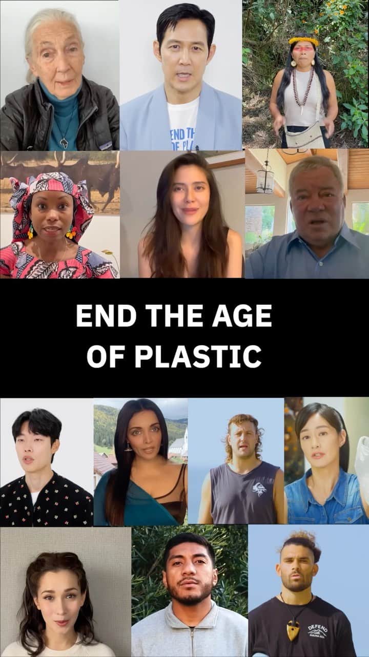 リュ・ジュニョルのインスタグラム：「🗣️End the age of plastic! 🗣️ 플라스틱의 시대는 끝나야 합니다! 🗣️Mettons fin à l’ère du plastique! 🗣️告别塑料时代! 🗣️ หยุดมลพิษพลาสติก 🗣️ प्लास्टिक के युग को समाप्त करें। 🗣️Tomamoni wabeka kewemini ñimpo keirani plástico  Today, scientists, actors, activists and athletes from around the 🌎 are adding their voices to our unstoppable movement urging world leaders to deliver a strong #PlasticsTreaty to end the age of plastic.   Greenpeace International joined with conservationist-ethologist🐒 @janegoodallinst, 🦑Squid Game star @from_jjlee, ✊Goldman Prize-winning Waorani leader @nemonte.nenquimo, Indigenous activist @hindououmar & activist @marialynnehren, 🇺🇳 Indian actress & UN Equality Champion @celinajaitlyofficial, 🌈Greenpeace EA Ambassador & actor @ryusdb, 🎥actors @celinajade @williamshatner, 🎤TV presenter @janetagram 🏉athletes @psalmwooching @thenameslatu  #PlasticsTreaty talks start today and we demand a strong treaty to turn off the plastic tap and end the Age of Plastic —  for our health, community and climate! . . Watch and tap the link in our Instagram bio or go to greenpeace.org/PlasticsTreaty to add your voice ✍️📢 . . #INC3 #BreakFreeFromPlastic #ClimateCrisis #FossilFuels #EndOil #plasticpollution #Realsolutions #Plasticfree #zerowaste #Reuse #Refill #PlasticCrisis #Sachets」