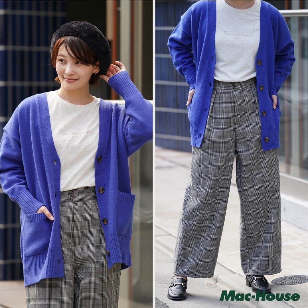 マックハウスさんのインスタグラム写真 - (マックハウスInstagram)「『画像タップで商品をCHECK👆🏻』 @mac_house_official   カラーバリエーション豊富！ お気に入り確定になること間違いナシ！？  おすすめカーディガン✨ もちっとした風合いが特徴の Vネックカーディガンです。 ちょうどいい肉感で触り心地も柔らかく、 ニットらしいあたたかみのあるアイテム！ ---------------------- コーデ詳細 ■商品名　NAVY  もちり もちもち 洗えるニット カーディガン 『期間限定価格』 ¥ 3,290円(税込)  ■商品名 T-GRAPHICS  ロゴ刺繍長袖Tシャツ ■価格 ¥ 1,290円(税込)  ■商品名 NAVY  温℃ チェックワイドパンツ 『期間限定価格』 ¥ 3,290円(税込) 是非真似してみてください🫶🏻  #秋コーデ#カーディガン#大人コーデ#カジュアルコーデ#モテコーデ#垢抜け #カジュアルコーデ#着回しアイテム #プチプラファッション #machouse #マックハウス #毎日マックハウス」11月13日 20時15分 - mac_house_official