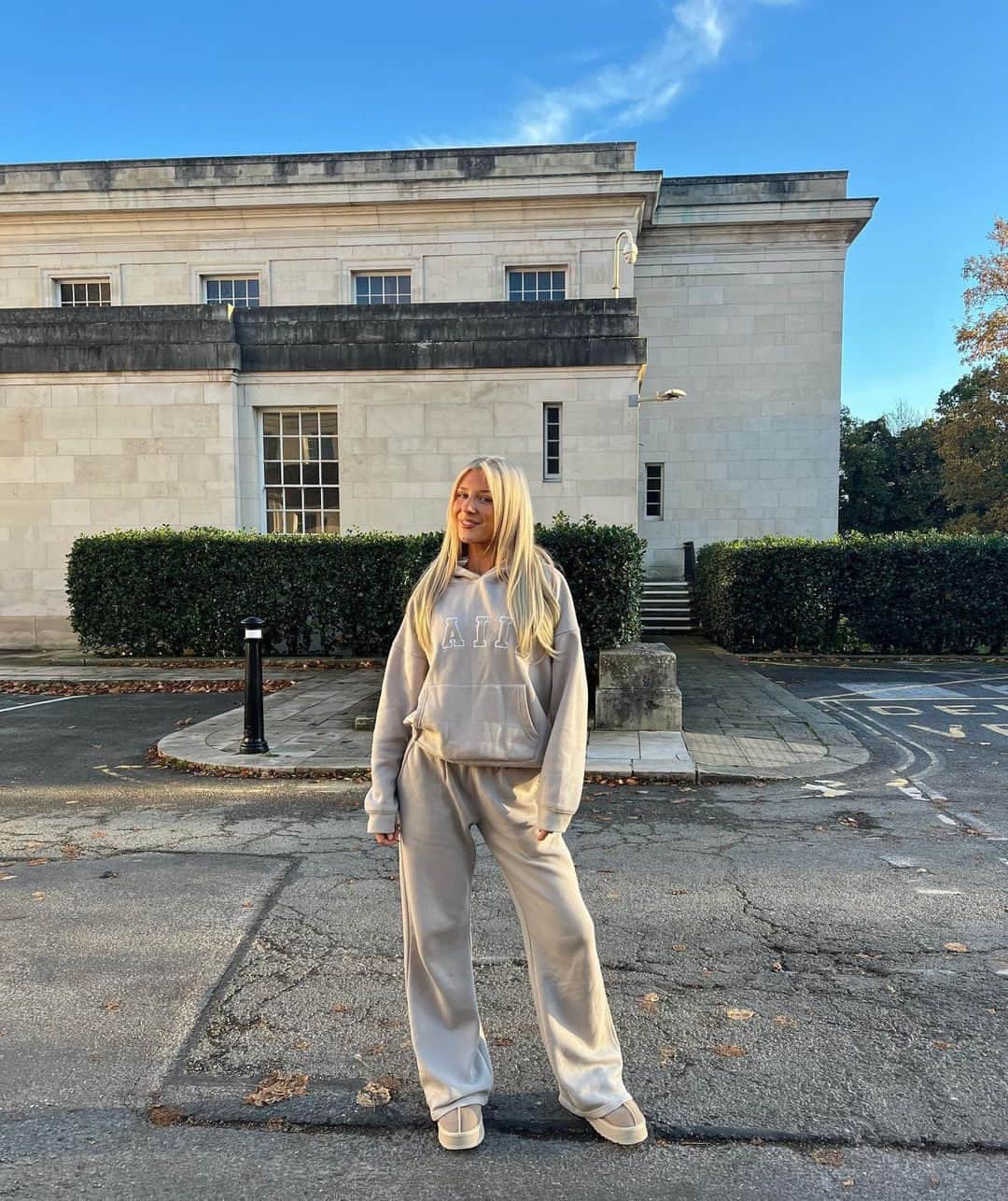 Public Desireのインスタグラム：「All I want for Christmas is … a @kaiiathelabel tracksuit 🫶🏼🧸  📸 @ambxrharris  🔎 Kaiia slogan oversized hoodie in stone £35.00/$50.00 🔎 Wide leg sweat pants stone £25.00/$40.00」