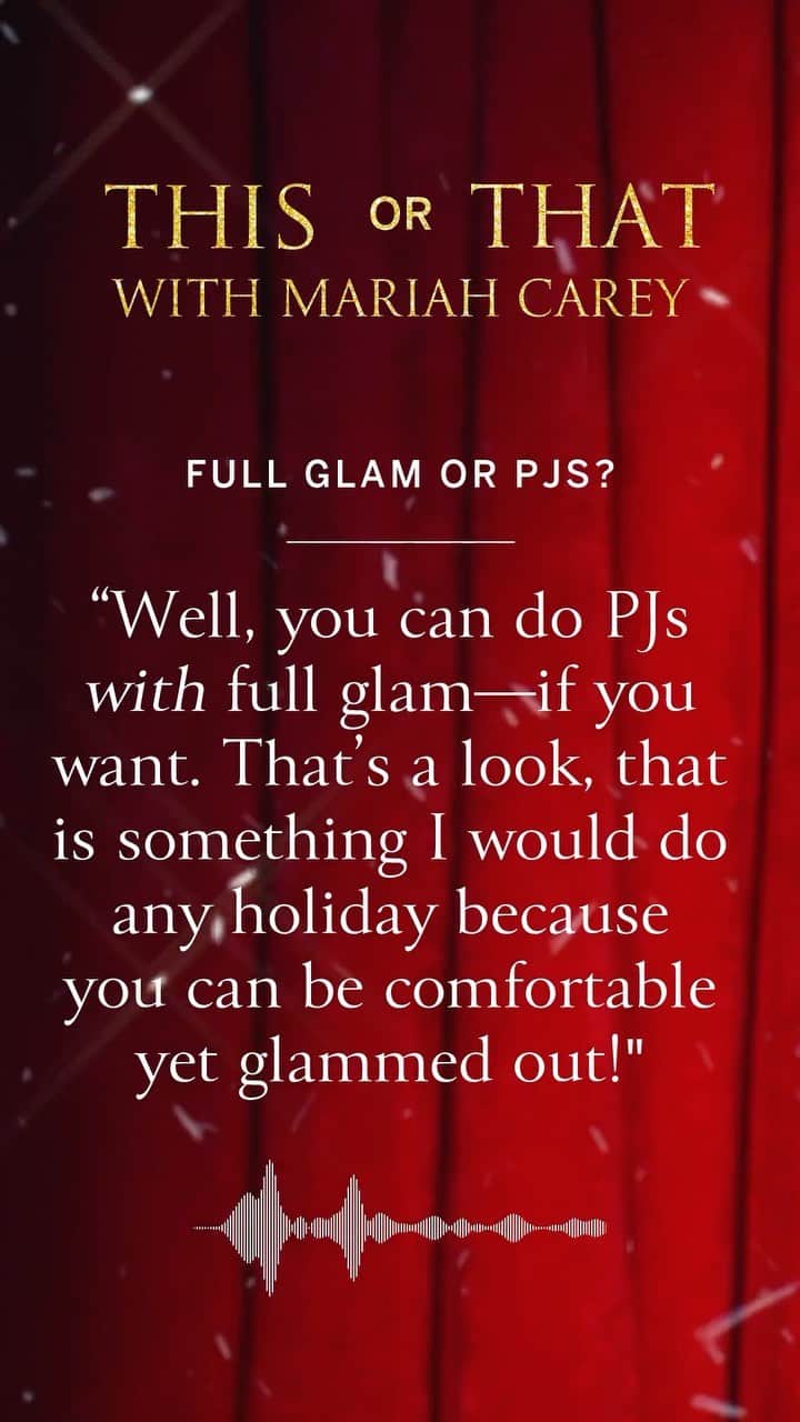 ヴィクトリアズ・シークレットのインスタグラム：「We’re back for another installment of “This or That” with @mariahcarey. Want even more answers from the queen of the holidays? Head to the link in our bio and visit #VSNow for all the answers. #MariahSeason」