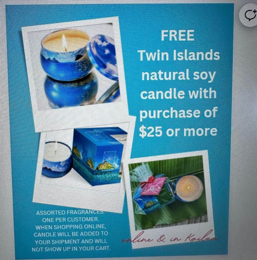Lanikai Bath and Bodyのインスタグラム：「Giveaway extended ‘til Friday! Free twin islands natural soy candle with purchase of $25 or more. In Kailua and online too. #lanikaibathandbody #kailuatownhi #melekalikimaka」