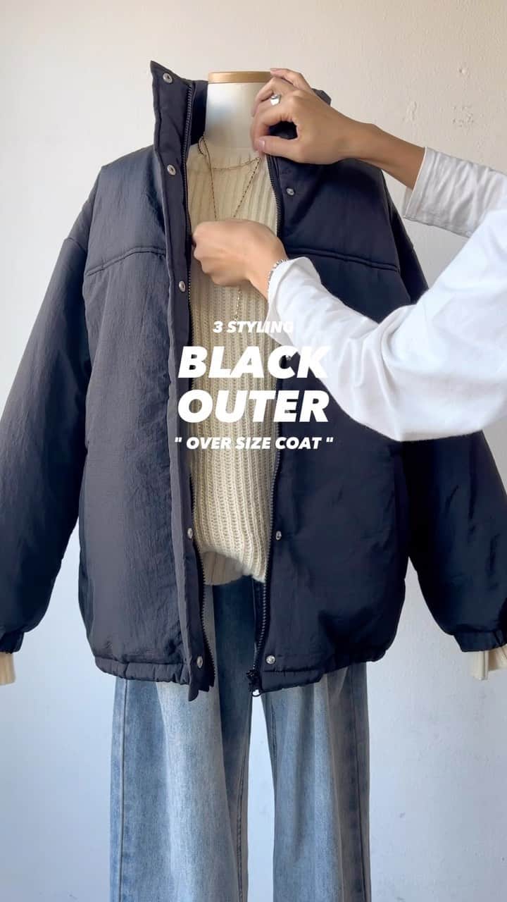 AR Holidayのインスタグラム：「" BLACK " OUTER STYLING 大好評の中綿オーバーサイズコート。 人気カラーのブラックでおすすめスタイリング◎ ㅤㅤ ◼︎中綿オーバーサイズコート COLOR : IVORY.BLACK.CAMEL PRICE : ¥7,260 TAXIN ㅤㅤ ━━━━━━━━━━━━━━━ ㅤㅤ ※撮影環境の加工感により、実物と色味が異なる場合がございます。 実物に近い色味はZOZOTOWNページ内画像をご参照ください。  #auntierosa#arholiday#holiday#auntierosaholiday#アンティローザホリデー#ホリデー#アンティローザ#2023AW#zozotown#zozotown購入品#ファッション #ワンマイルコーデ #イエベ #ブルベ #秋コーデ #冬コーデ#シンプルコーデ#モードカジュアル #リラックス #リラックカジュアル #大人カジュアル #大人ファッション」
