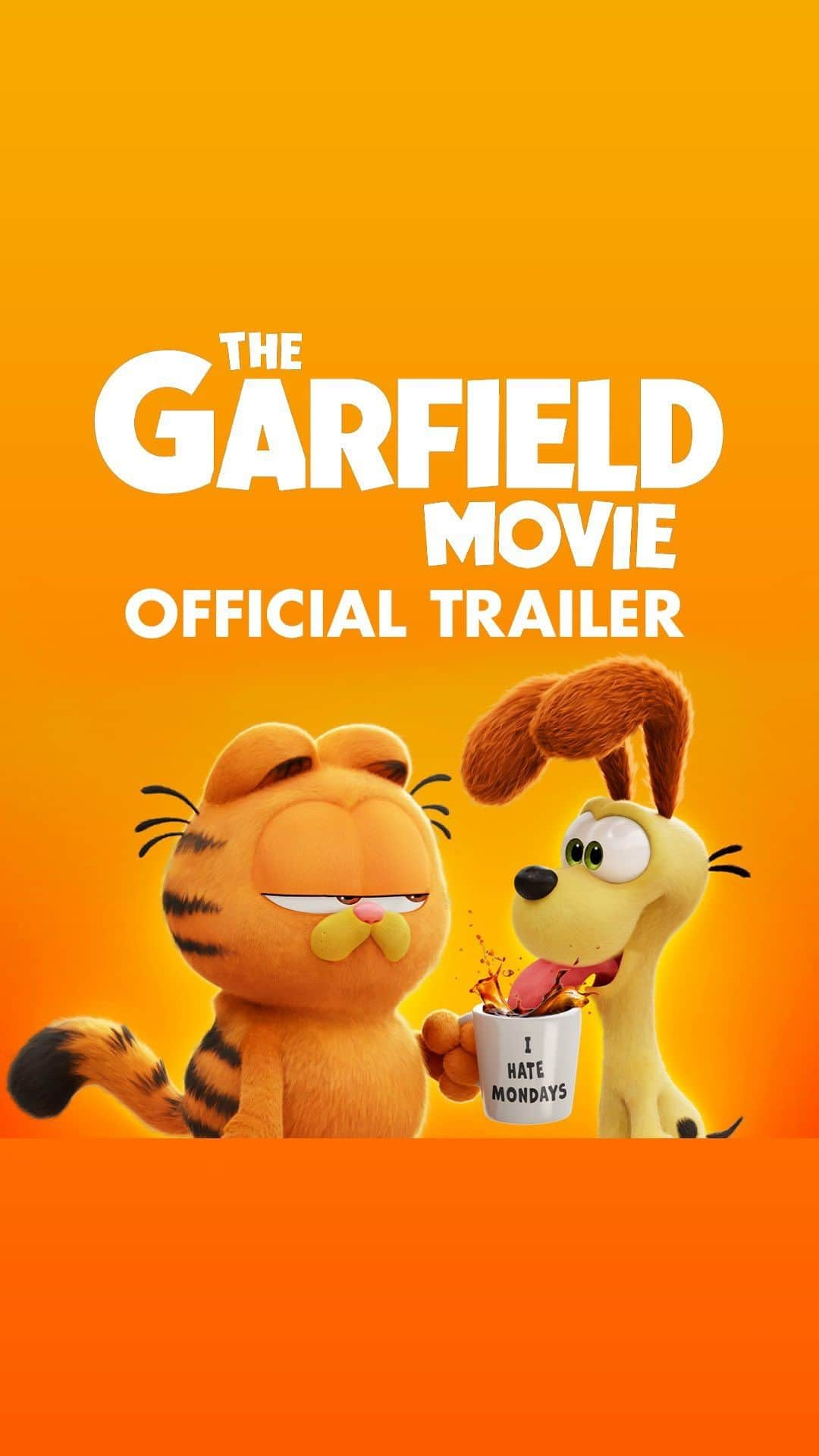 クリス・プラットのインスタグラム：「Well this Monday officially doesn’t suck!! Dun dun duuuuuun… the Garfield OFFICIAL trailer is here and it’s better than I could have imagined!! Can’t wait for you all to see the movie… coming soon 😼 #GarfieldMovie」